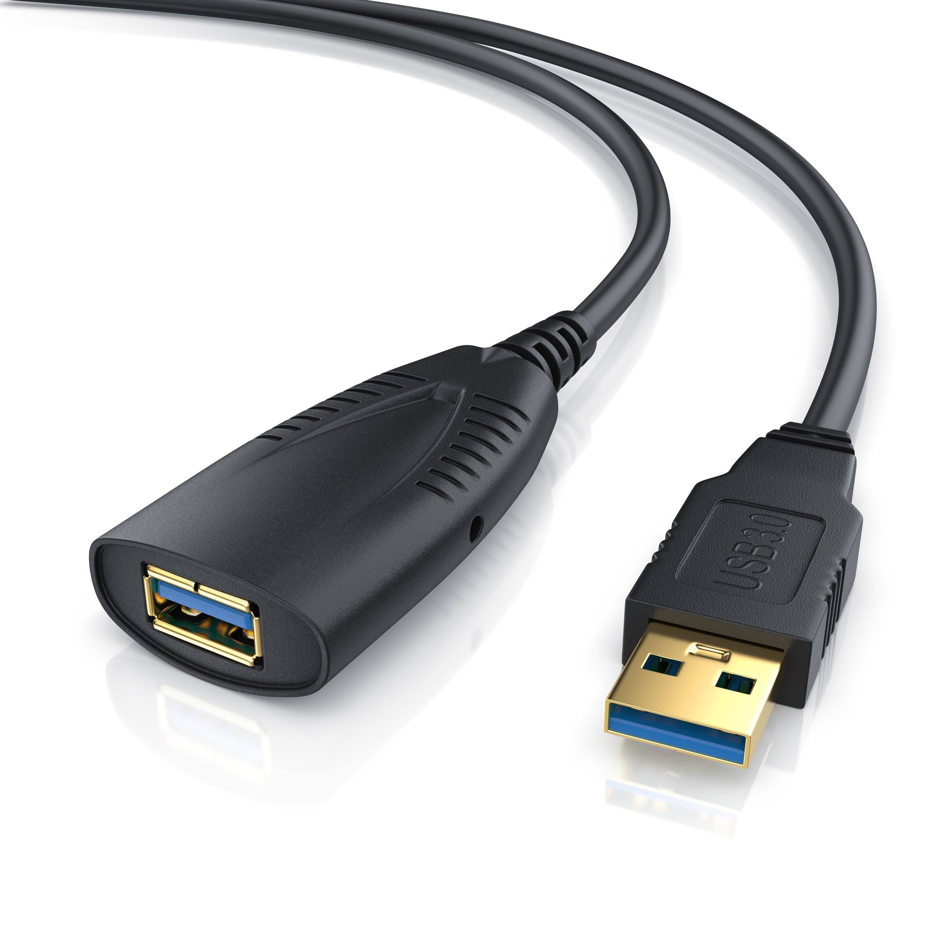 CSL Aktives Repeater Kabel mit Signalverstärkung - 5m Verlängerungskabel, USB 3.0 Typ A (500 cm), für Drucker, Scanner, Webcam, USB-Stick, verlustfreie Übertragung
