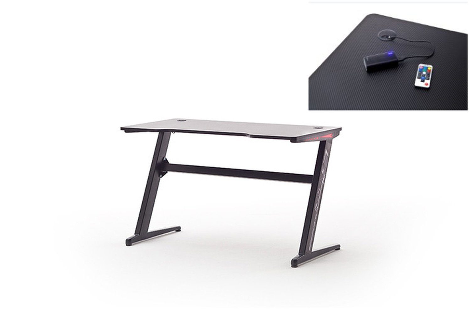 Holzwerkstoff,Metall in (BxHxT: aus möbelando mcRACING Gaming cm), schwarz Schreibtisch 120x73x60 Desk