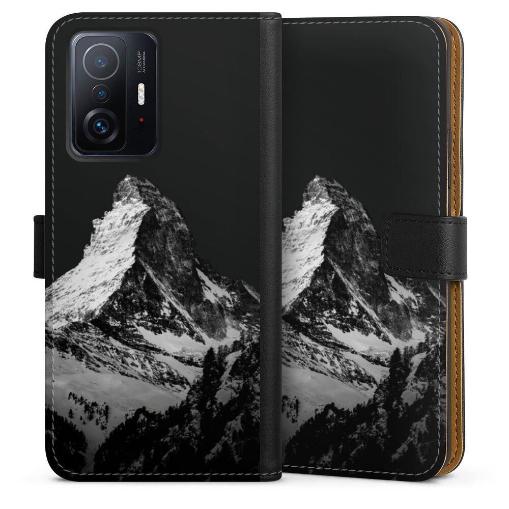 DeinDesign Handyhülle Berg Schnee Alpspitze Snow Capped Mountains Grayscale, Xiaomi 11T Pro 5G Hülle Flip Case Klapphülle Handytasche Leder