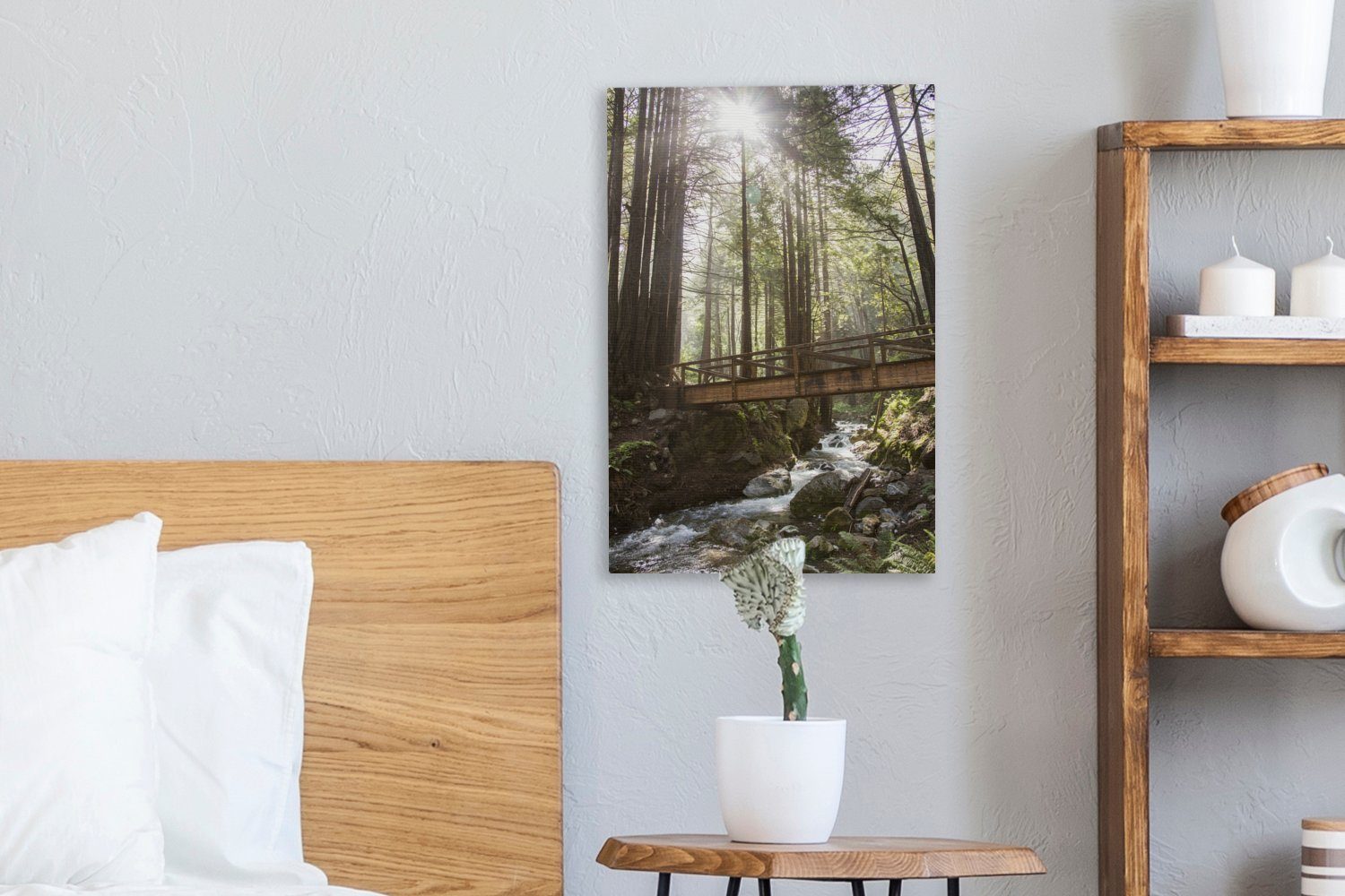 Fotodruck, (1 OneMillionCanvasses® Zackenaufhänger, bespannt cm inkl. 20x30 Leinwandbild Wald Amerikanischer Leinwandbild fertig Gemälde, St),