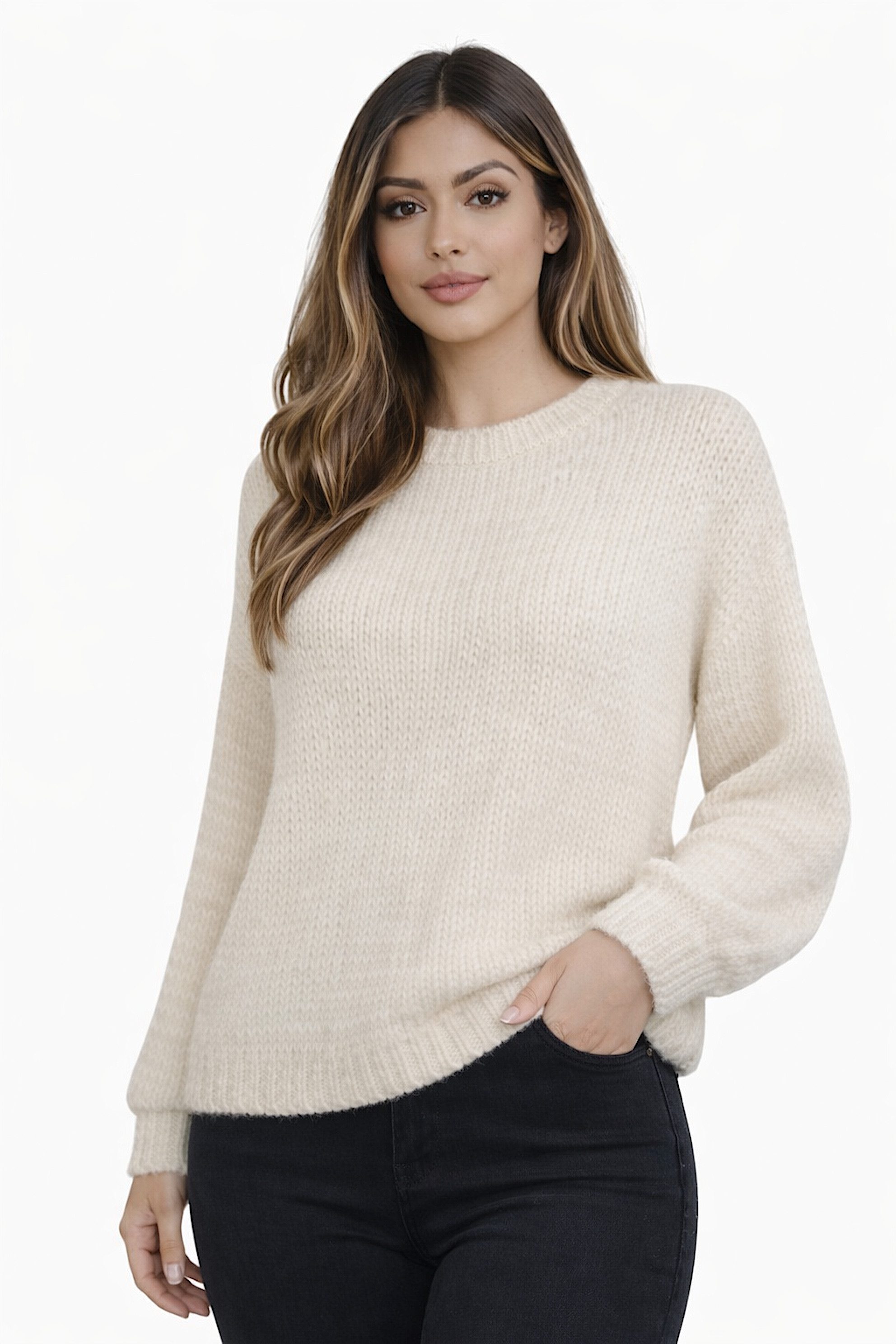 Strickpullover WORLDCLASSCA Damen Strickpulllover Basic Rundhals Weicher Pullover