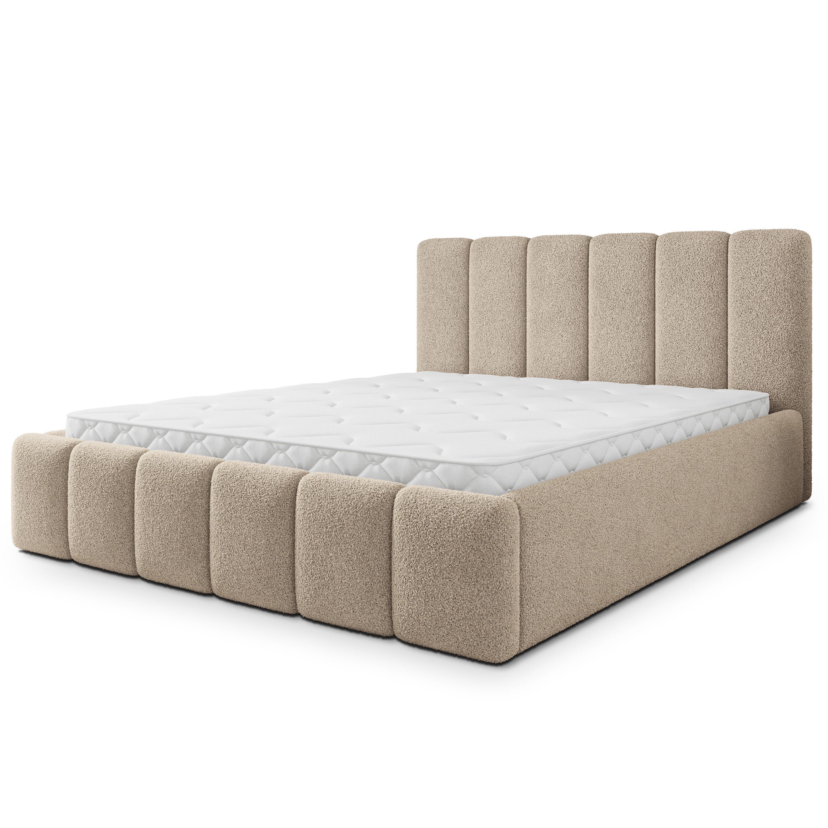 Masseno Polsterbett ATTORA 120x200 cm beige (mit Bettkasten und Lattenrost)