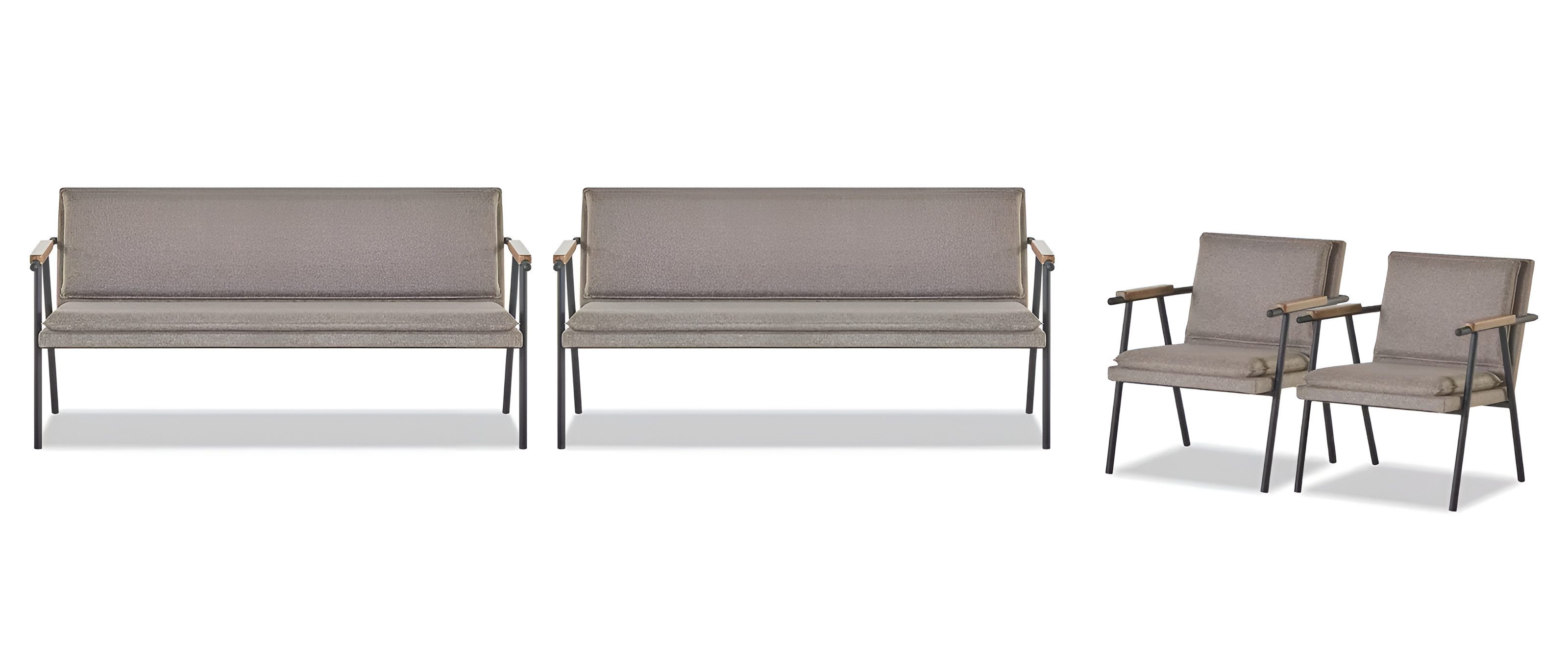 JVmoebel Gartenlounge-Set Arbeitszimmer Garnitur Polster 2x Dreisitzer Designer 2x Textil Sessel, (4-tlg., Arbeitszimmer-Set 4tlg (2x 3-Sitzer + 2x Sessel), Made in Europa