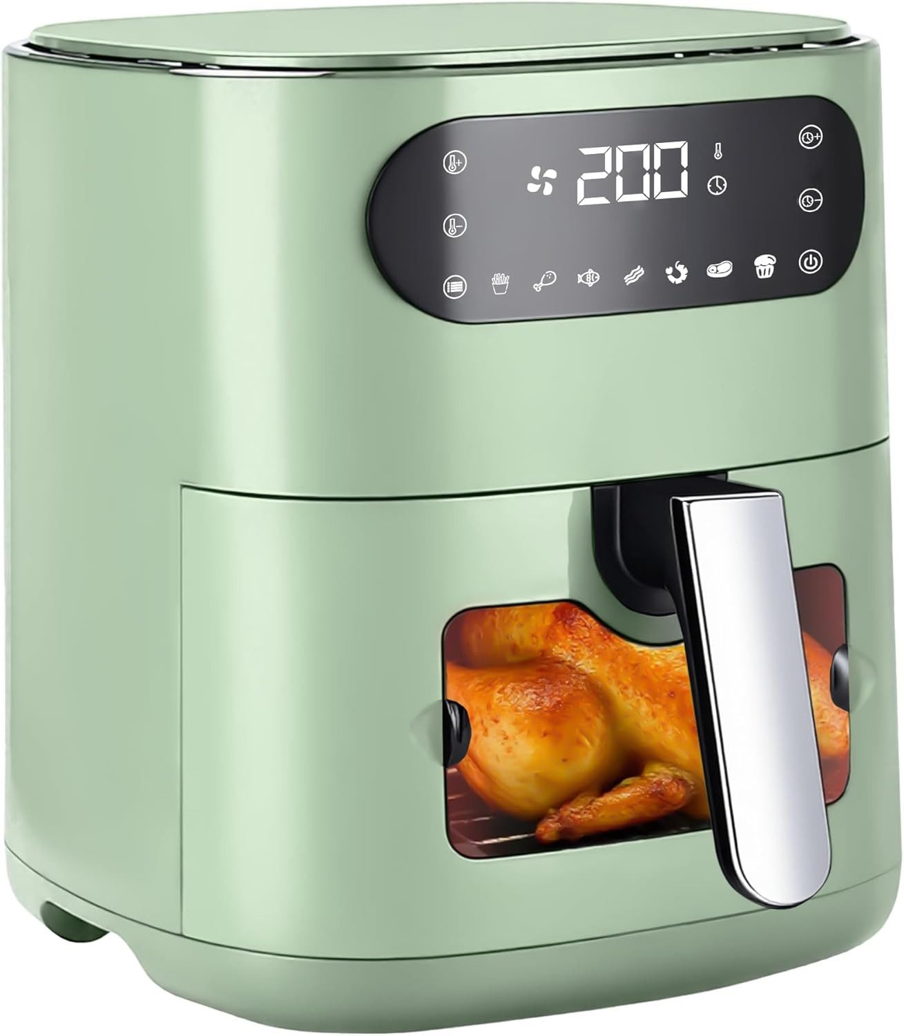 Nettlife Heißluftfritteuse mit 6L Kapazität mit Sichtfenster leise und 7 Programme, 1500 W, für Familienküche