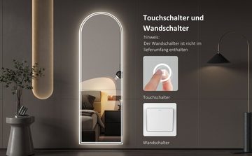 WDWRITTI Wandspiegel groß Ganzkörperspiegel Led Kalt/Neutral/Warmweiß Dimmbar 150x50 140x40 (Lichtspiegel, für Schlafzimmer, Wohnzimmer, Hotel, Friseurladen, Garderobe, Flur), Touch, Wandschalter, Memory