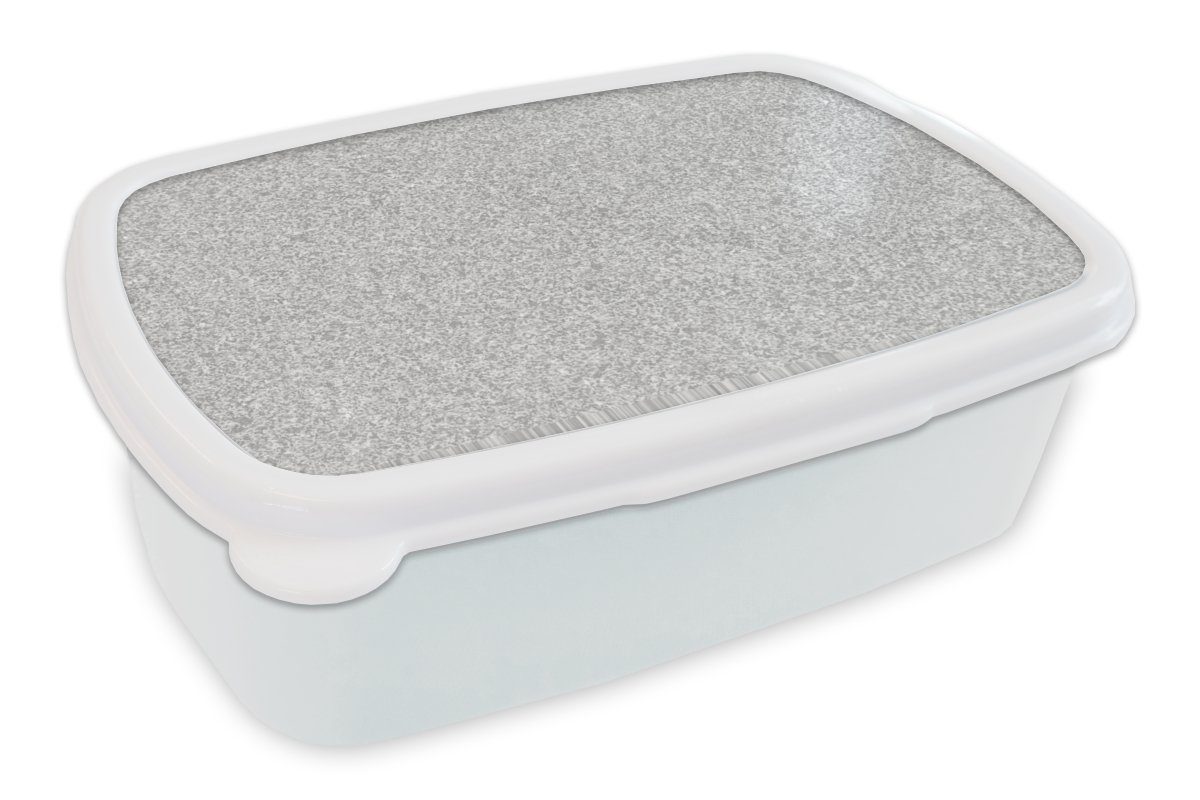 MuchoWow Lunchbox Granit - Struktur - Grau - Design, Kunststoff, (2-tlg), Brotbox für Kinder und Erwachsene, Brotdose, für Jungs und Mädchen weiß