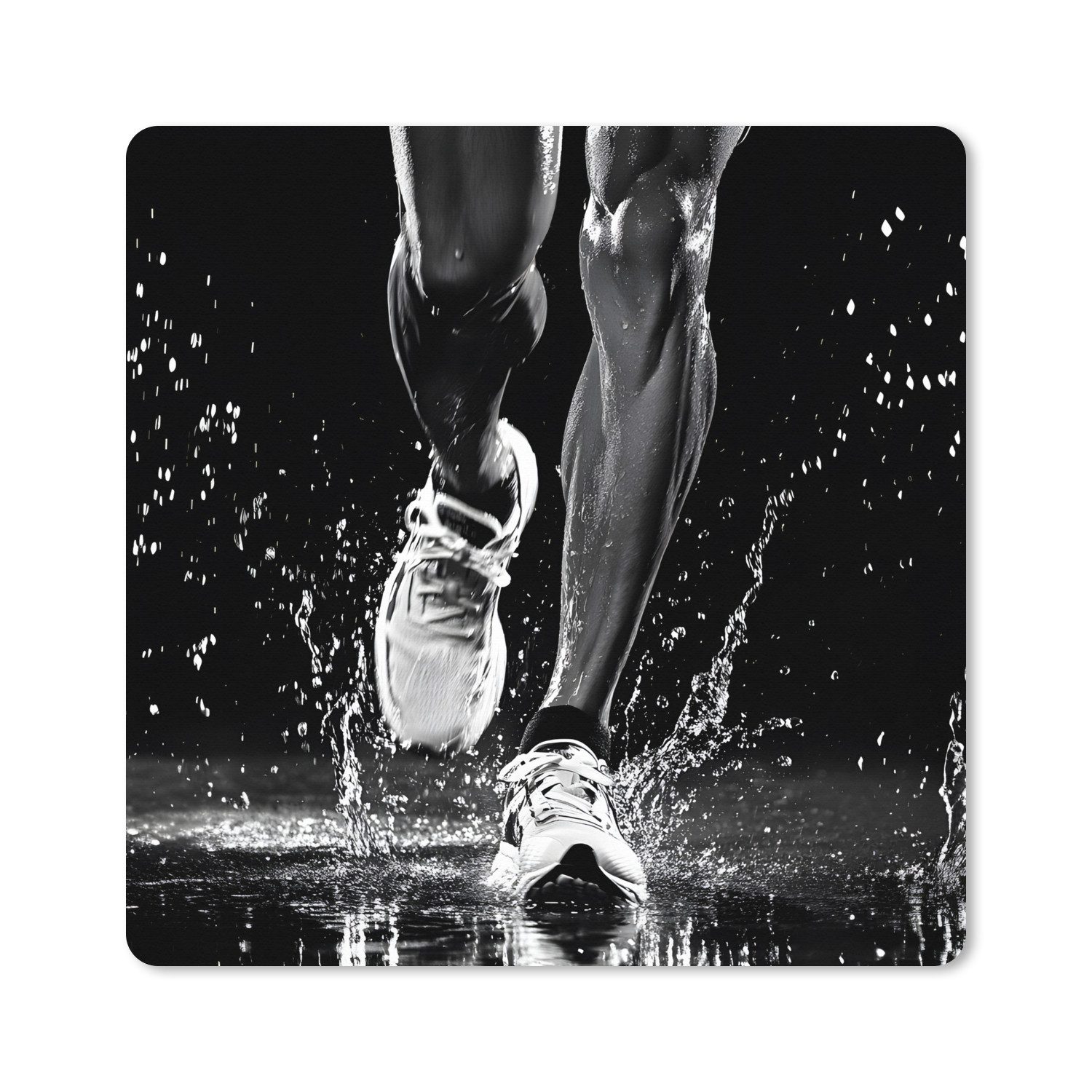 MuchoWow Mauspad Laufschuhe - Laufen - Drops - Schwarz (1-St), Mauspad groß, Zubehör für Gaming Zimmer, Desk Mat, 80x80 cm