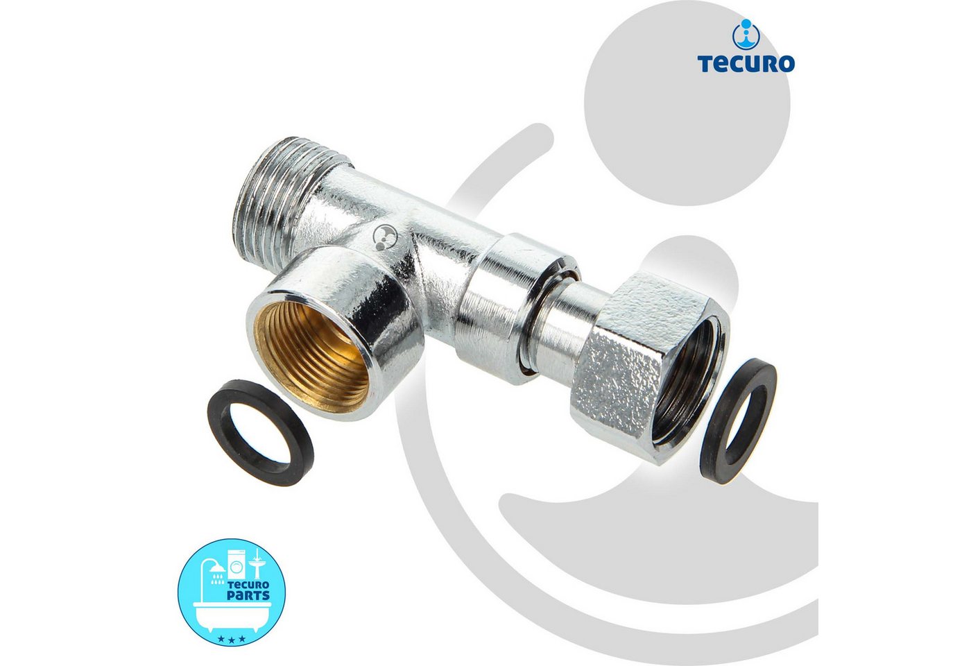 Thumbnail - tecuro Spültischarmatur T-Stück Abzweig Verteiler f. Eckventil, G 3/8 ÜWM x 3/8 AG x M15 x1 IG