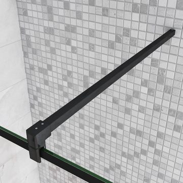 duschspa Duschwand Duschwand mit schwarzem Gitter Walk in Dusche Duschtrennwand Glaswand, Einscheibensicherheitsglas, Sicherheitsglas, (Set), Glas, Nano Glas