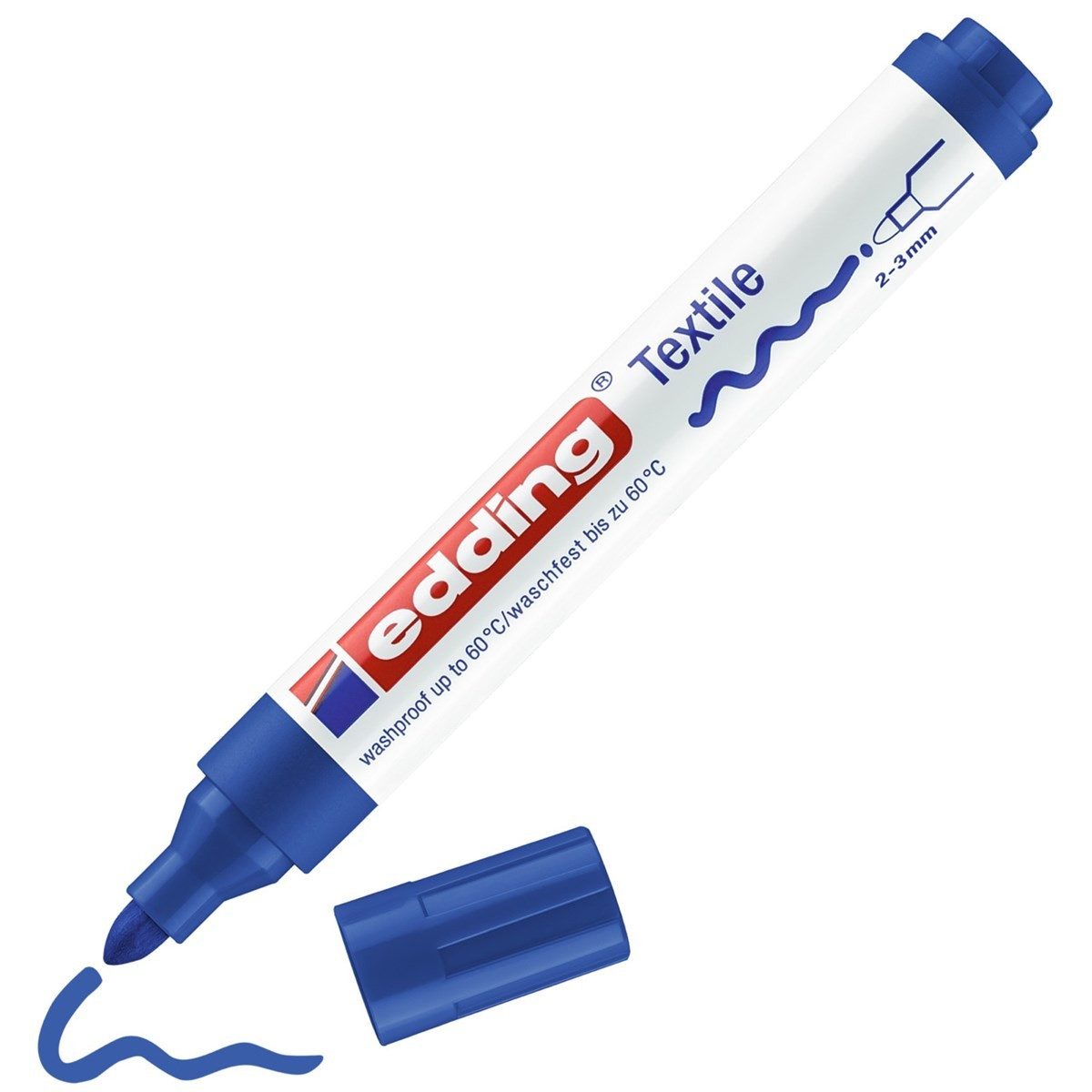 edding Permanentmarker Textilmarker 4500 Rundspitze 2-3 mm blau, lichtbeständige Tinte