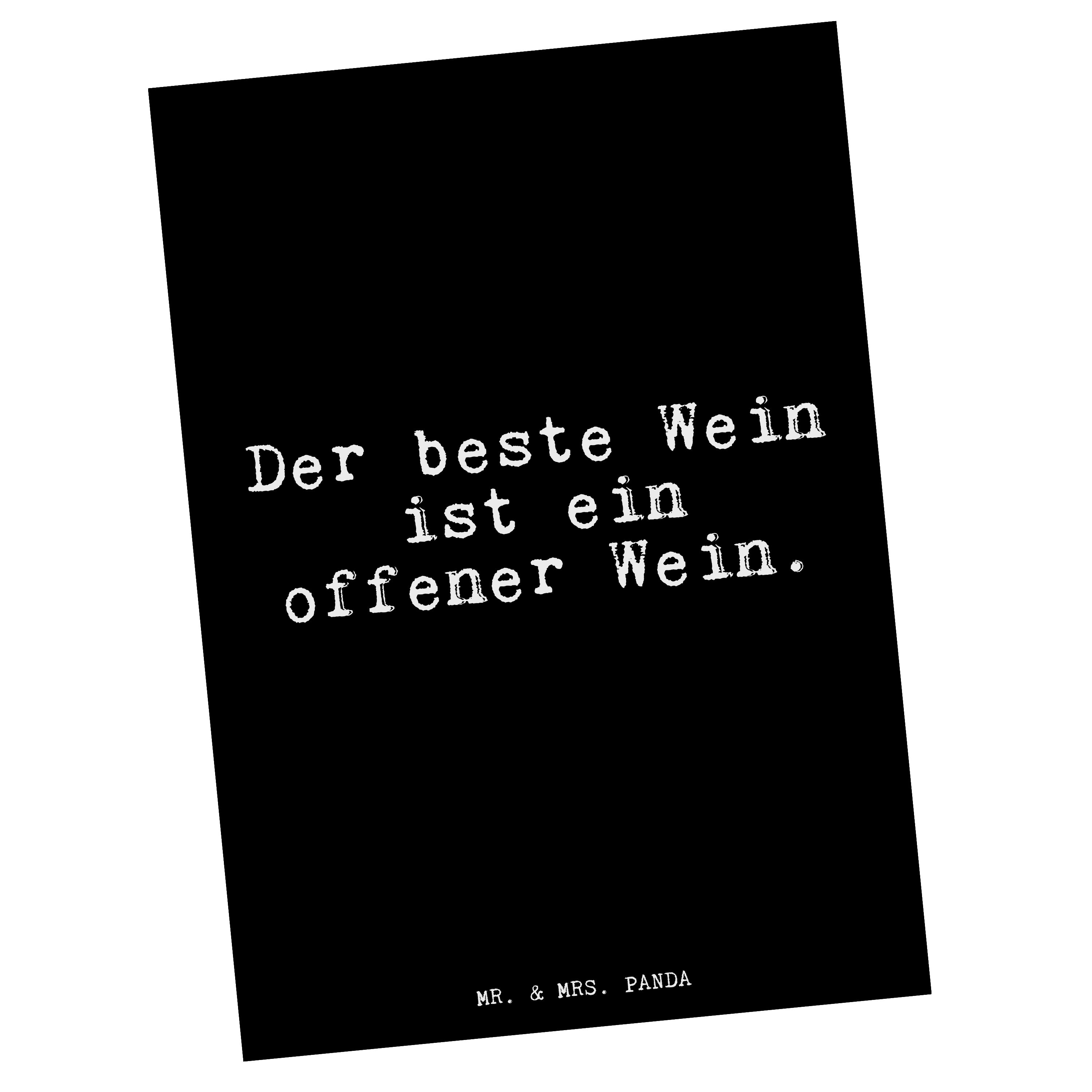 Mr. & Mrs. Panda Postkarte »Der beste Wein ist... Schwarz Zitat