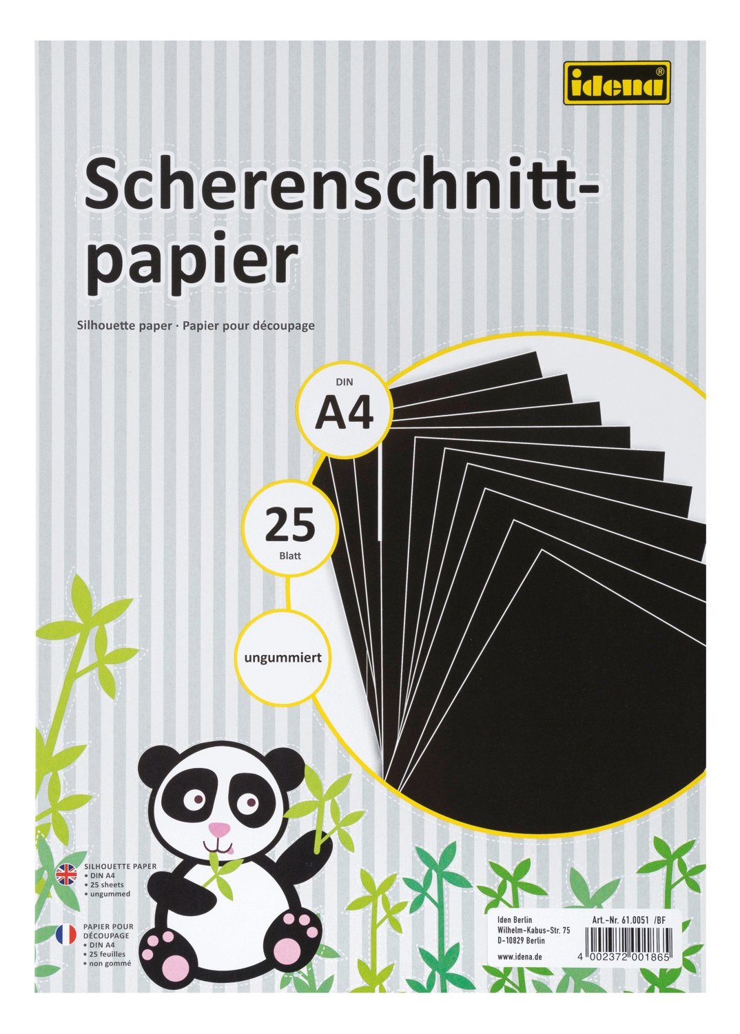 Idena Zeichenpapier Idena 610051 - Scherenschnittpapier DIN A4, 25 Blatt, ungummiert