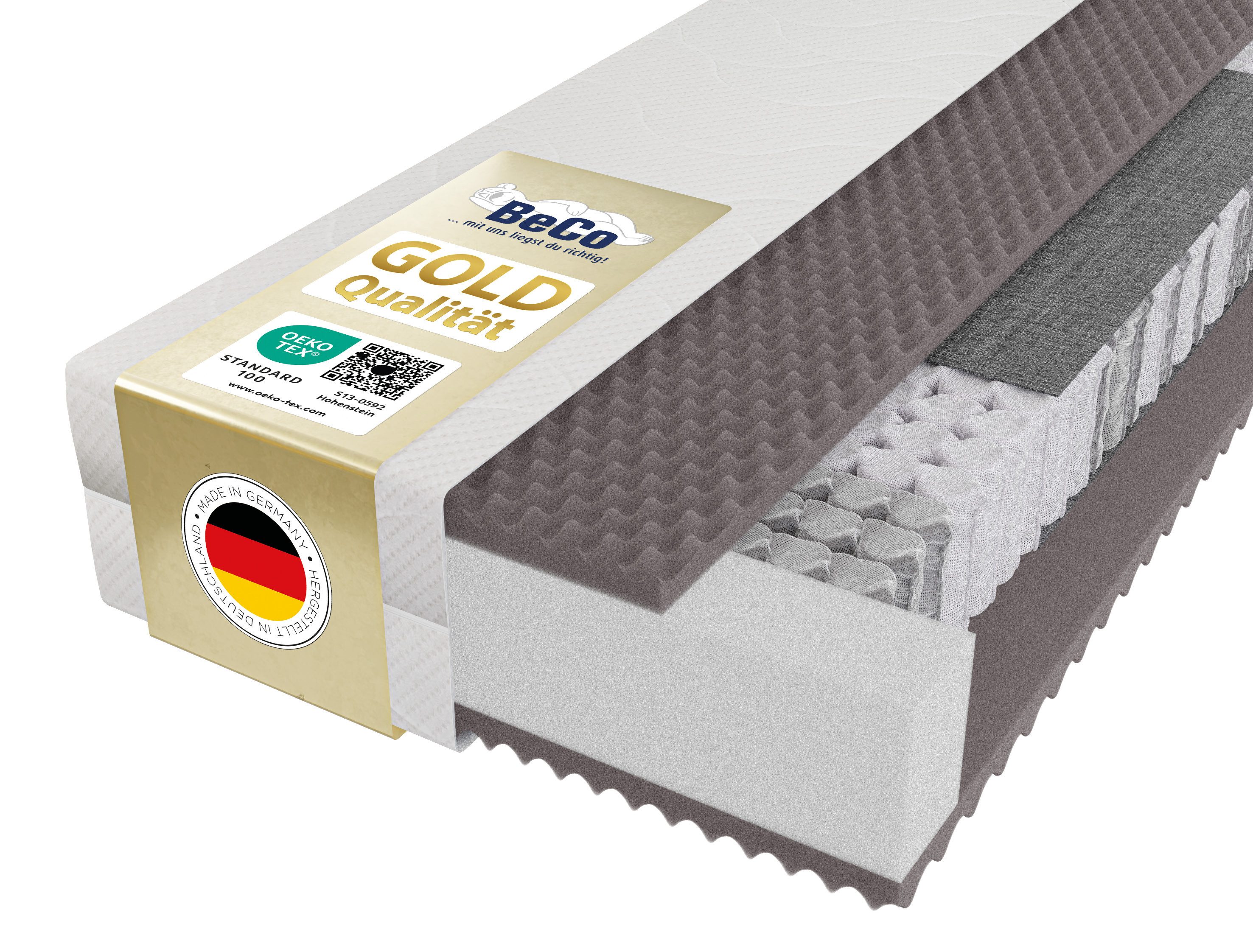 Taschenfederkernmatratze 5 Sterne TFK – GOLD Luxus-Taschenfederkernmatratze Hotelkomfort, Beco, 29 cm hoch, Wendematratze, gleichfeste Seiten, Premiumhöhe, auch in 140x200