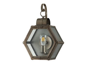 meineWunschleuchte LED Außen-Wandleuchte, LED wechselbar, warmweiß, Haus-wand Fassadenlampe ausgefallene Hexagon Lampen, Bronze Höhe 48cm