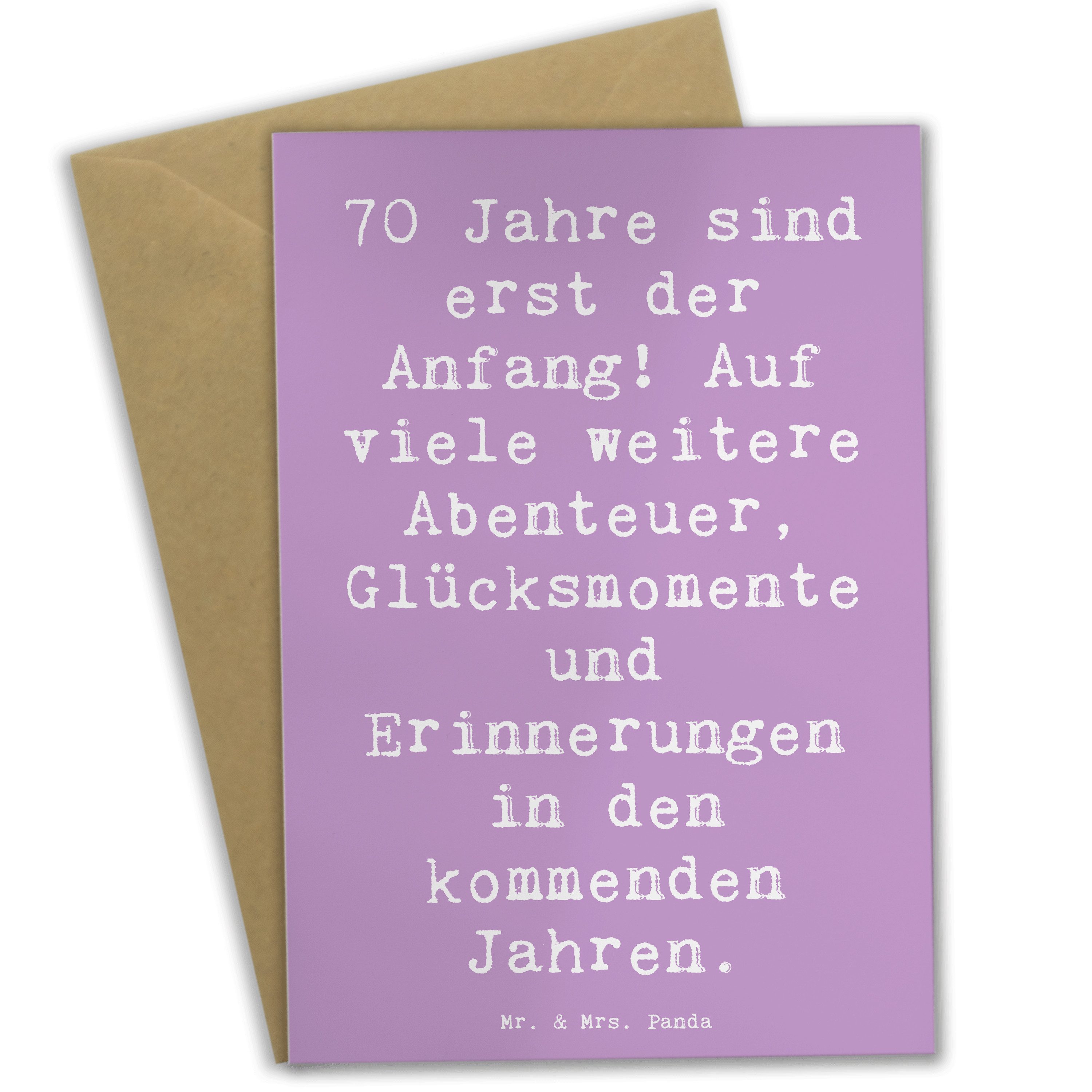 Mr. & Mrs. Panda Grußkarte Spruch 70. Geburtstag Beginn, neujahrskarte, Lavendeltraum, siebzigst, Grußkarte genesungskarte Glückwunsch