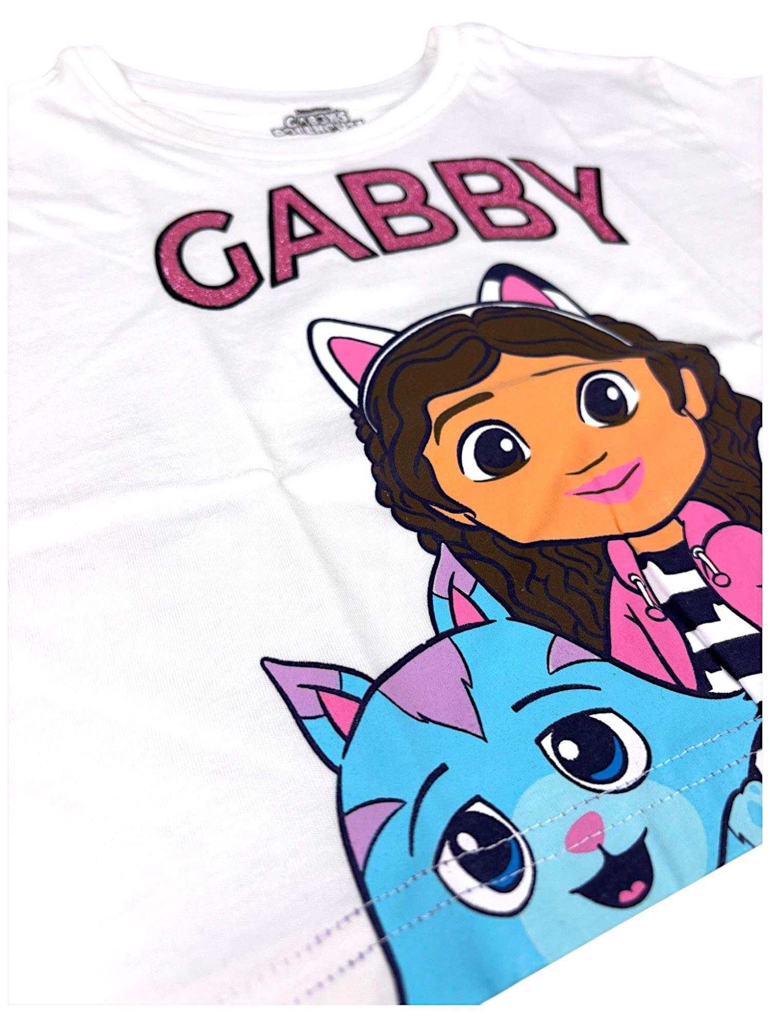 Dreamworks Gabby’s Dollhouse T-Shirt Gabby, Pandy Paws & CatRat mit Glitzerdetails Mädchen Jersey Kurzarmshirt aus Baumwolle Gr. 104 - 134 cm