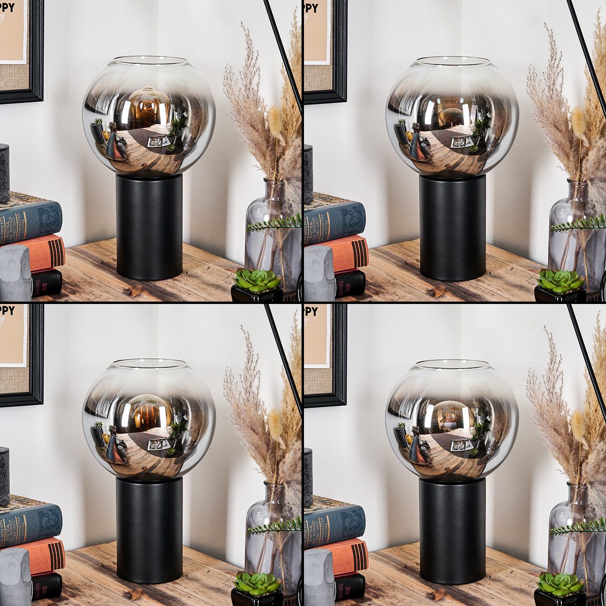 hofstein Tischleuchte Tischlampe aus Metall/Glas in günstig online kaufen