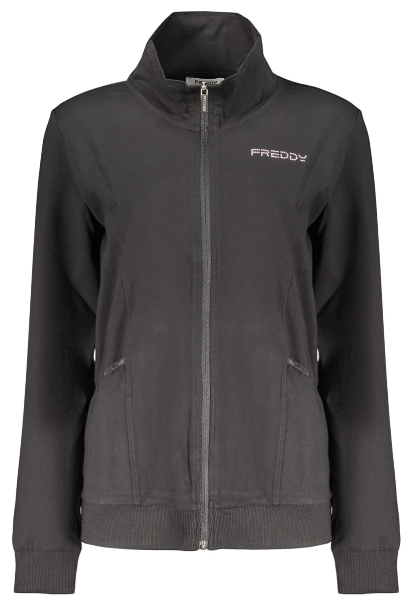 Freddy Sweatshirt Schwarzes Damen-Sweatshirt mit Reißverschluss und