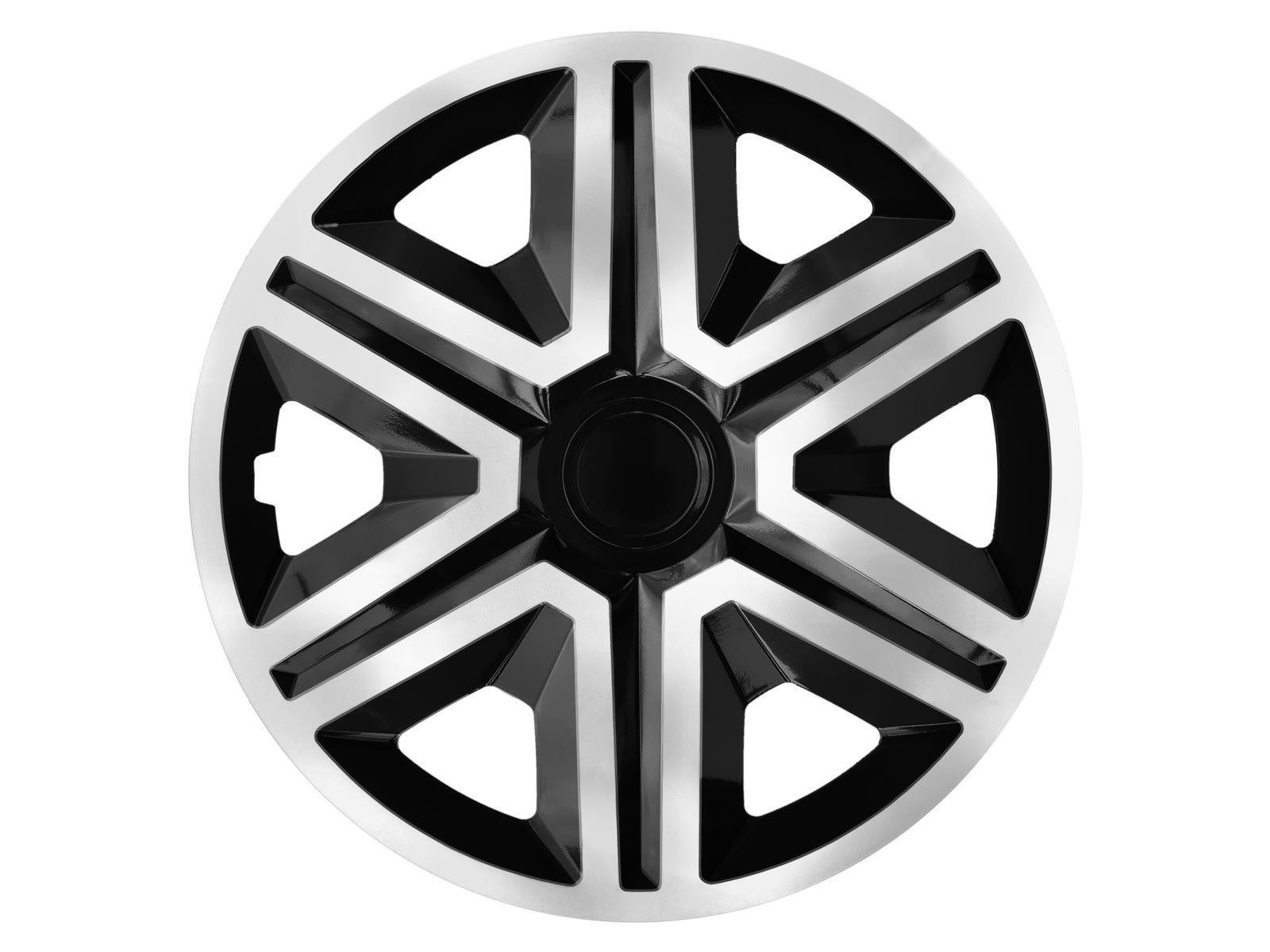 NRM Radkappe 4× NRM Radkappe ACTION DOUBLECOLOR 15" silber/schwarz, 15 in Zoll, (4-St) Radzierblenden für Stahlfelgen Zweifarbige Radkappen Satz 4er Set 15"