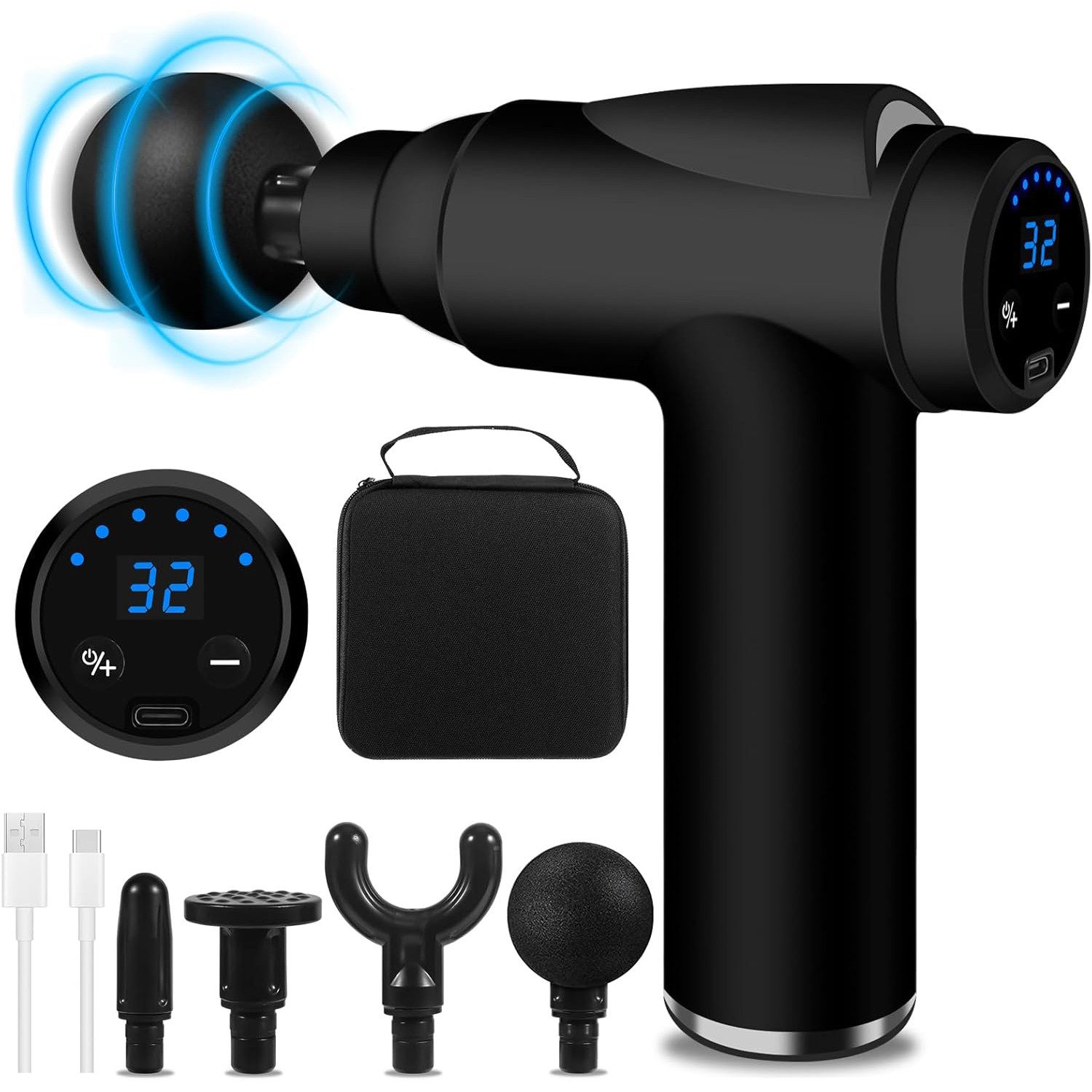 Massagepistole Massagegerät elektrisch – 4/8 Massageköpfe, 32 Geschw bis 3500 U/min