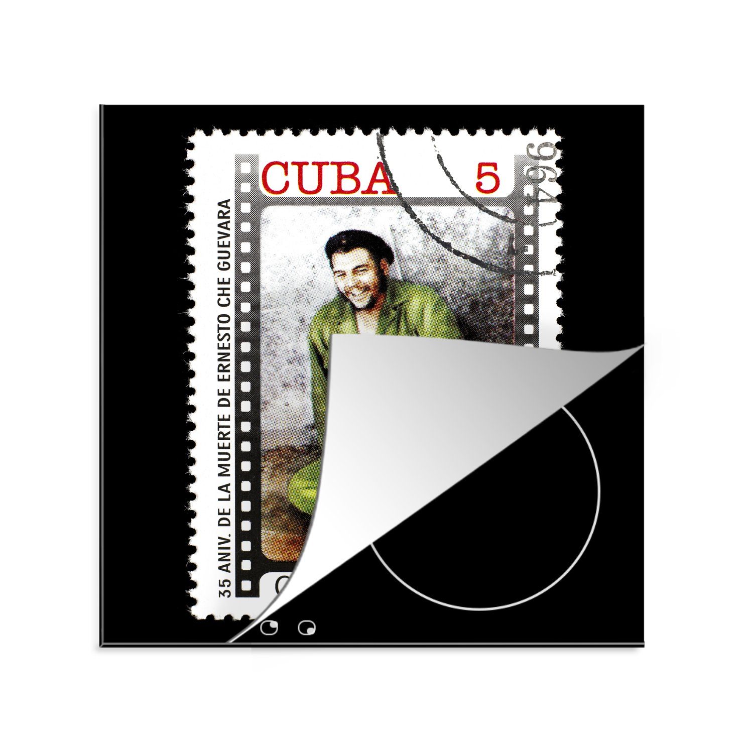 für Herdblende-/Abdeckplatte (1 Briefmarke küche 78x78 cm, Guevara, Arbeitsplatte Che mit Ceranfeldabdeckung, Vinyl, tlg), MuchoWow