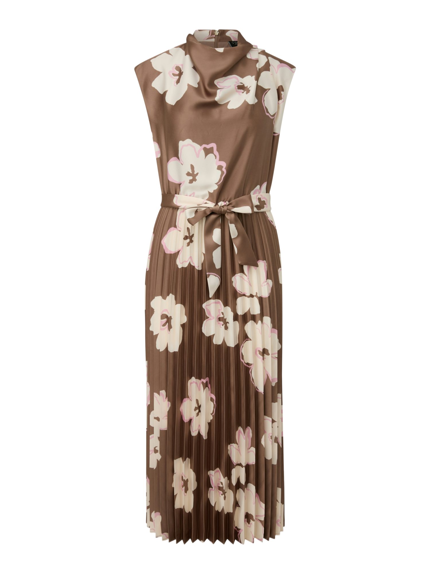 s.Oliver BLACK LABEL Partykleid braun,Casual,Polyester,Floral,Stehkragen,Ärmellos,Regular Fit