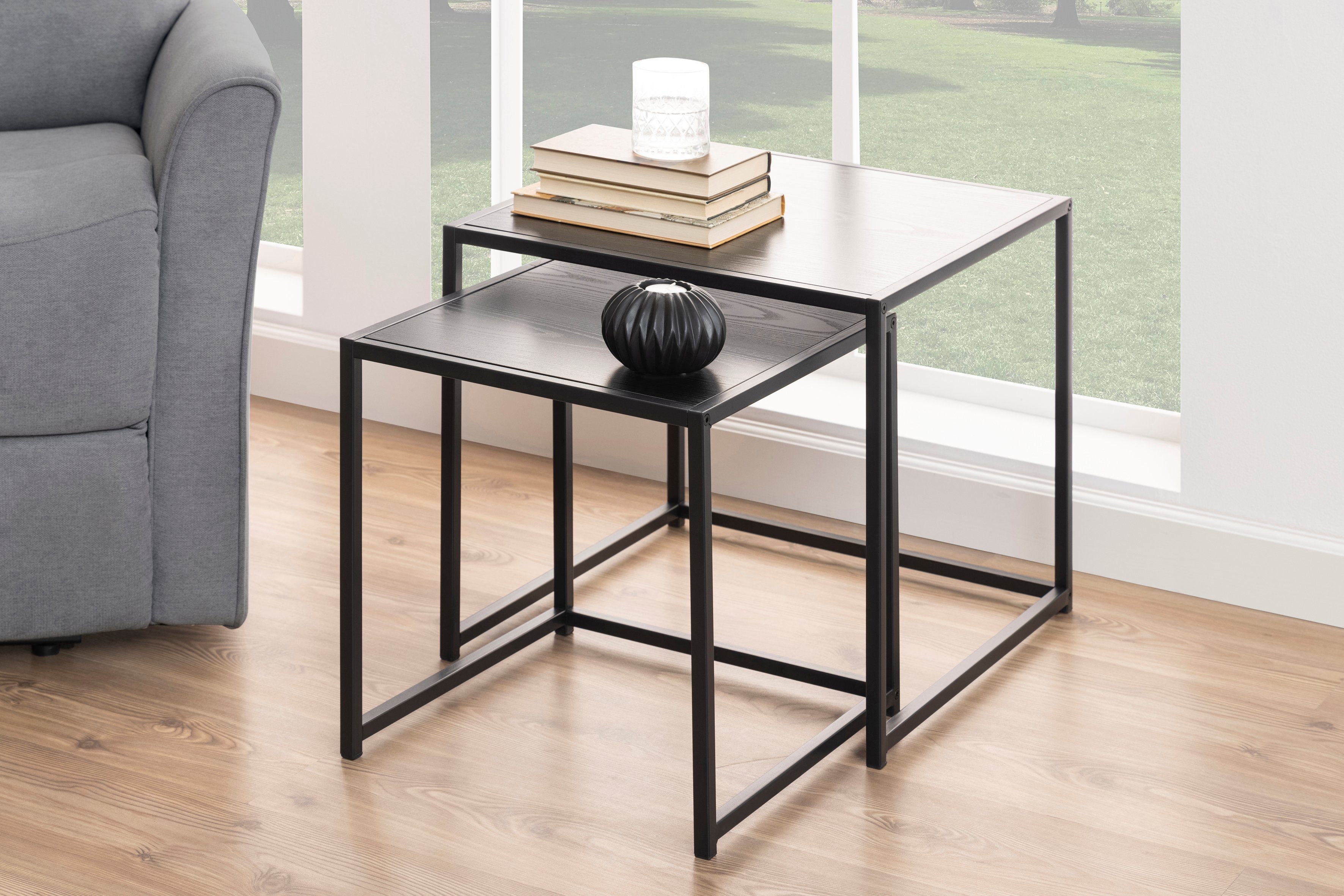 ACTONA GROUP Beistelltisch (Set, 2-St), Metallrahmen, Industrie-Look und quadratischer Form, Satz von 2 Stück