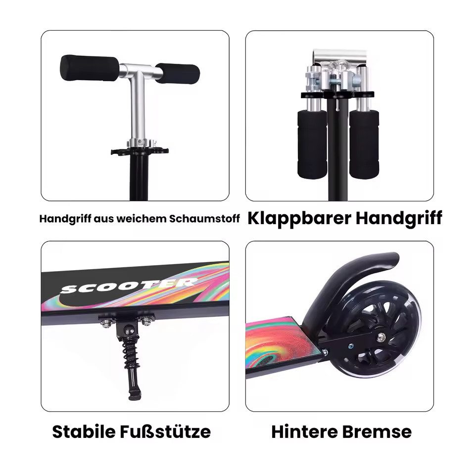 Athlix Tretroller Cityroller für Kinder mit Beleuchtung, Roller faltbar höhenverstellbar, ab 3 Jahren, maximal 50kg Belastung – Bild 5 von 5