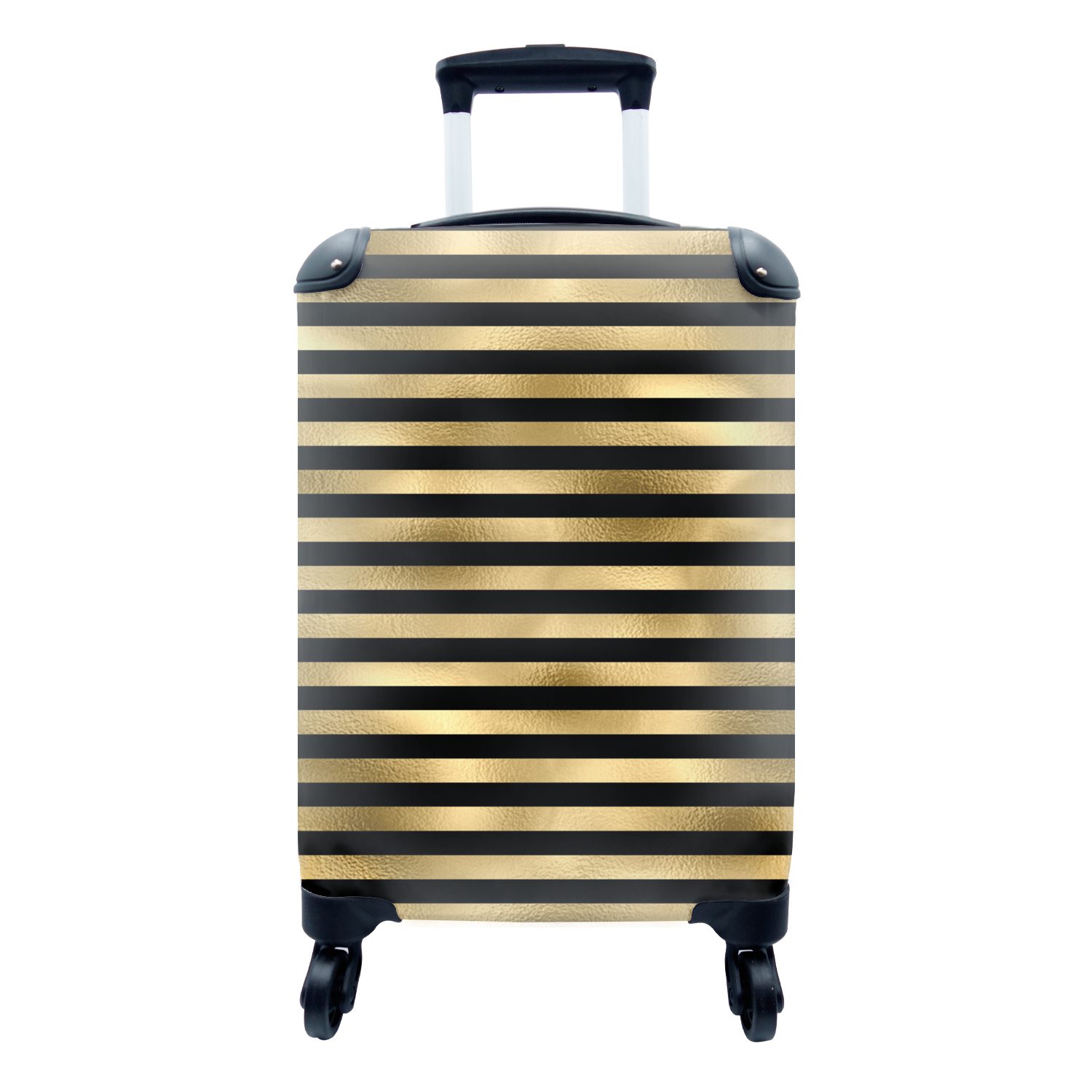 MuchoWow Handgepäckkoffer Muster - Streifen - Gold, 4 Rollen, Reisetasche mit rollen, Handgepäck für Ferien, Trolley, Reisekoffer