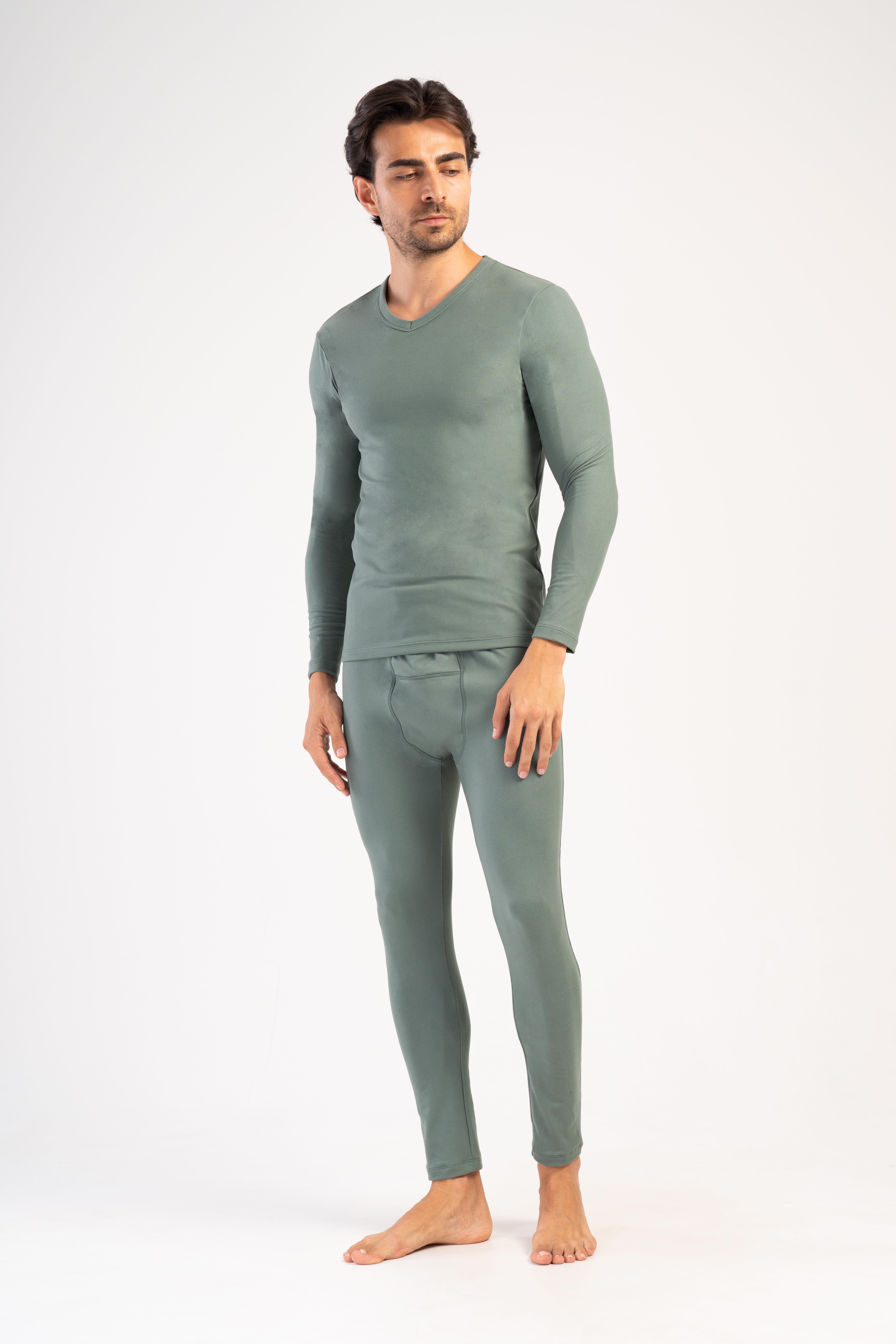 C&CITY Blusentop Herren Thermo V-Ausschnitt Langarm Unterwäsche Set