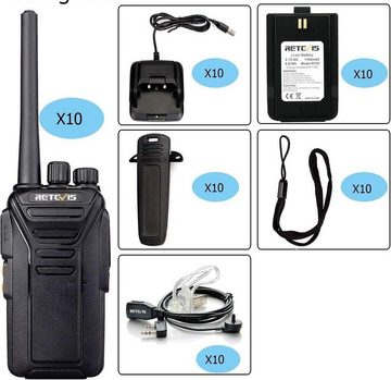 Retevis Walkie Talkie RT27, 16 Kanäle,CTCSS/DCS VOX Notanruf,für Sicherheitsdienst(10 Stück)