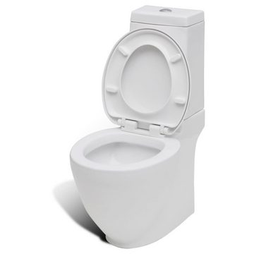 vidaXL Tiefspül-WC Stand-WC Bidet Set Weiß Keramik Toilette Set Badezimmer