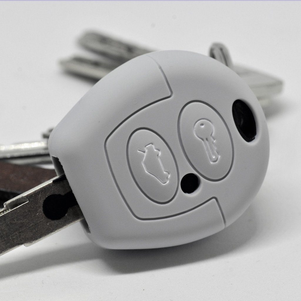 mt-key Schlüsseltasche Autoschlüssel Softcase Silikon Schutzhülle Grau, für VW T4 Golf Fox Sharan SEAT SEAT Skoda Polo Ibiza Fabia Octavia