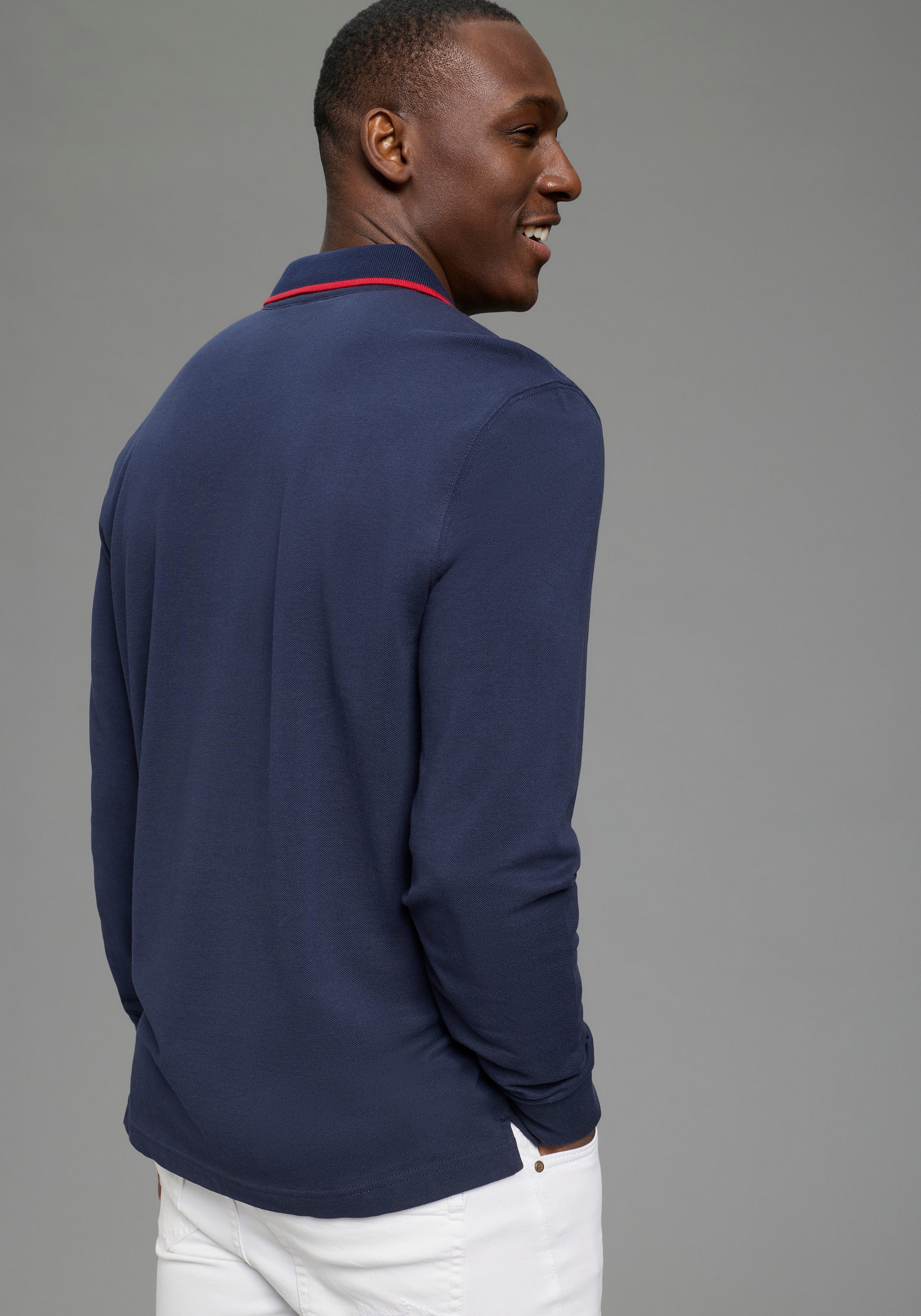 DELMAO Langarm-Poloshirt Neue Kollektion! schmale Passform, Langarm, unifarben, mit Polokragen