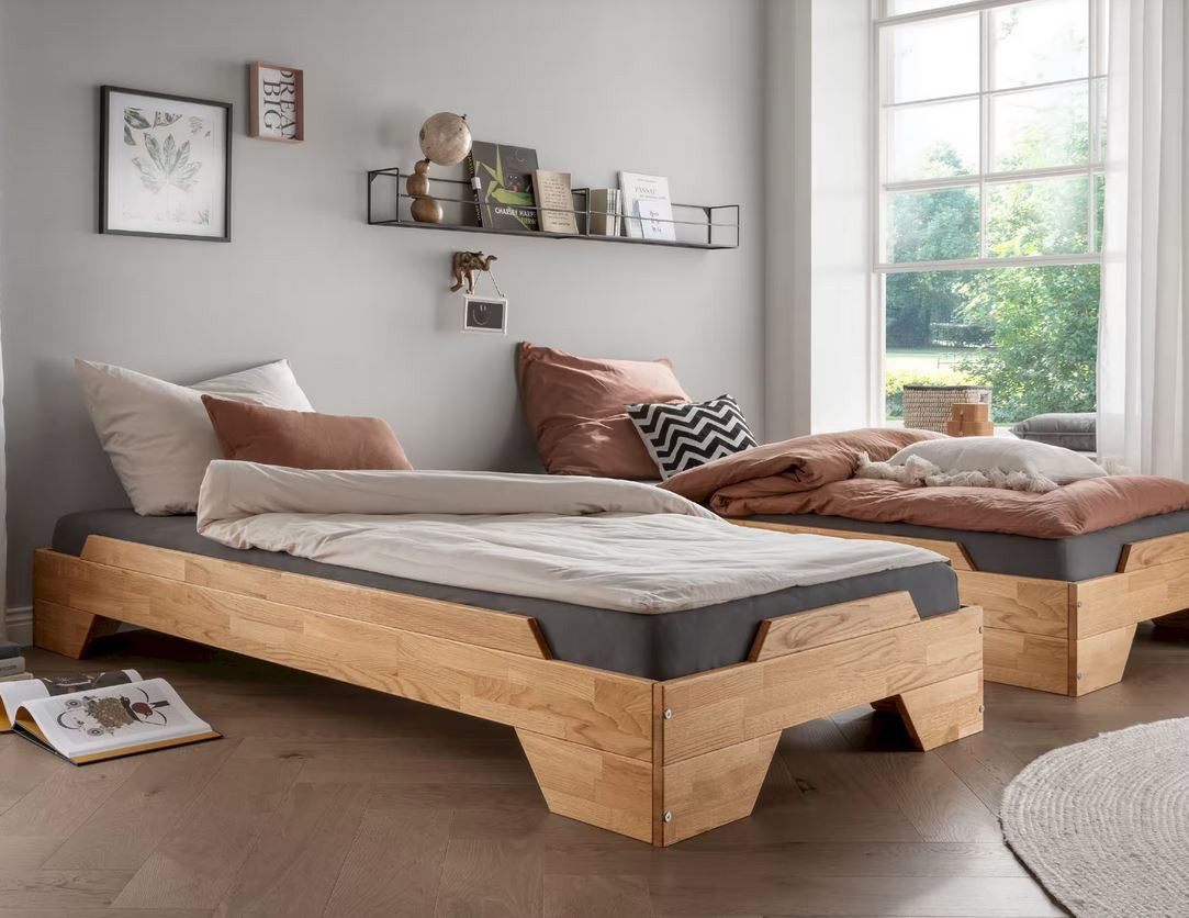 Main Möbel Stapelbett Stapelbett 90x200cm 'Pisa' Wildeiche massiv geölt