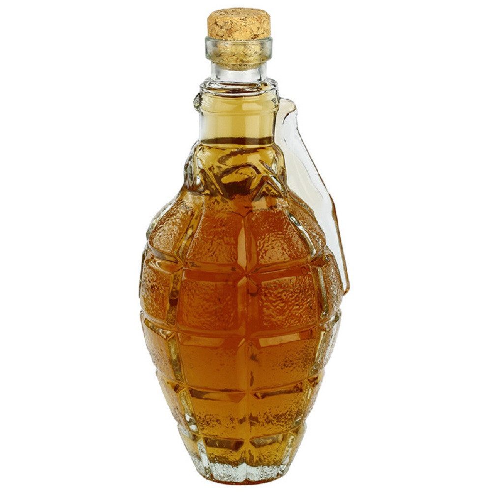 Barbuzzo Karaffe Granate, (mit Kork Verschluss, 1-tlg., für ca. 500 ml), Flasche, Decanter, Glas, transparent, ca. Ø 10 x 21 cm