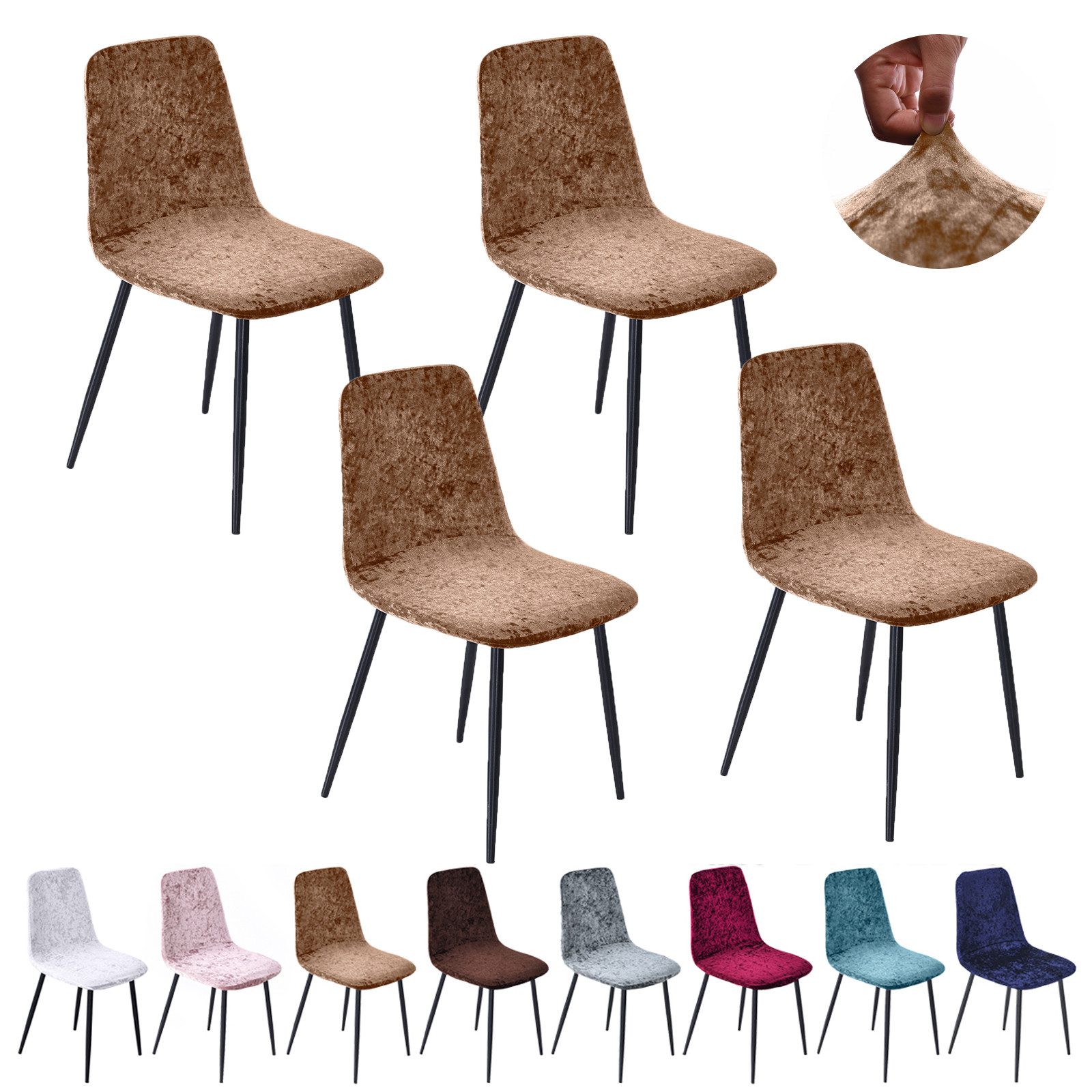 Jibenhome Stuhlbezug Stuhlhussen Samt, Einfarbig, Stretch,Schalenstuhl Abde günstig online kaufen