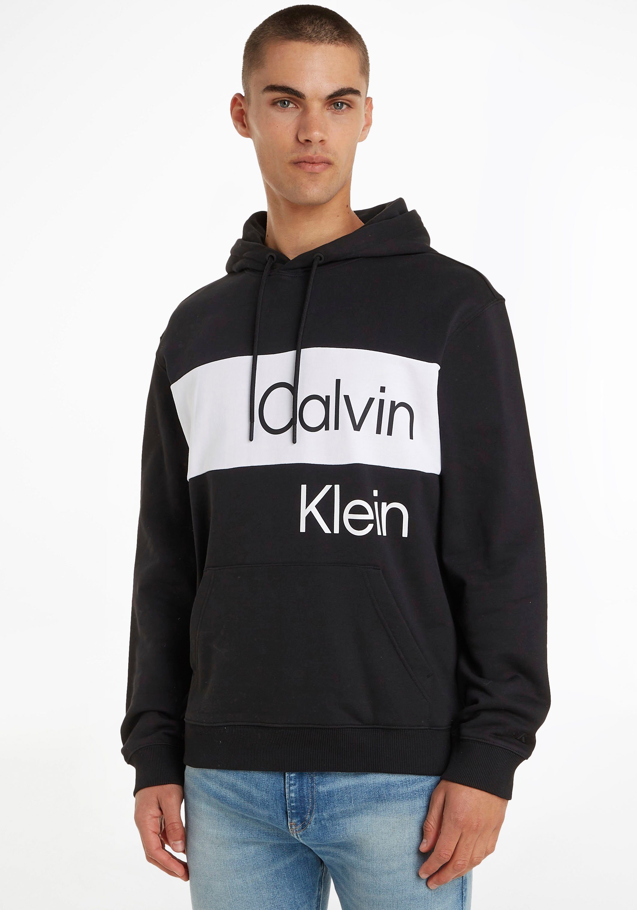 Kapuzensweatshirt HOODIE Calvin Ck Jeans BLOCKING INSTITUTIONAL Black Klein