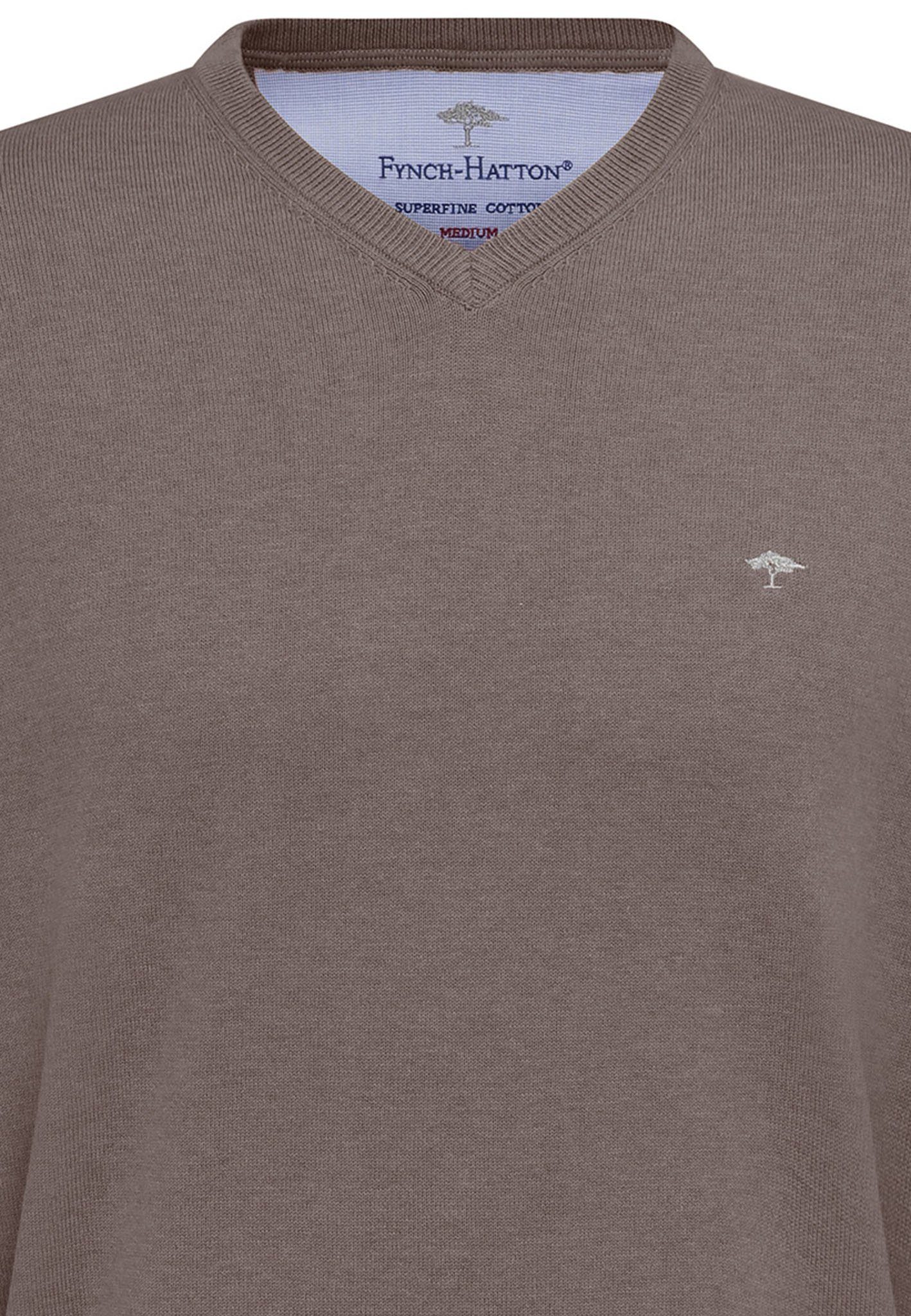 FYNCH-HATTON Strickpullover aus Baumwolle, mit V-Ausschnitt, bequeme Passform