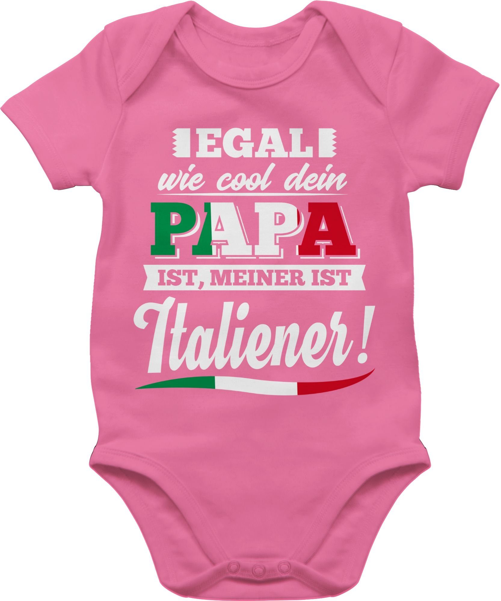 Shirtracer Shirtbody Egal wie Cool dein Papa meiner ist Italiener Sprüche Baby 2 Pink
