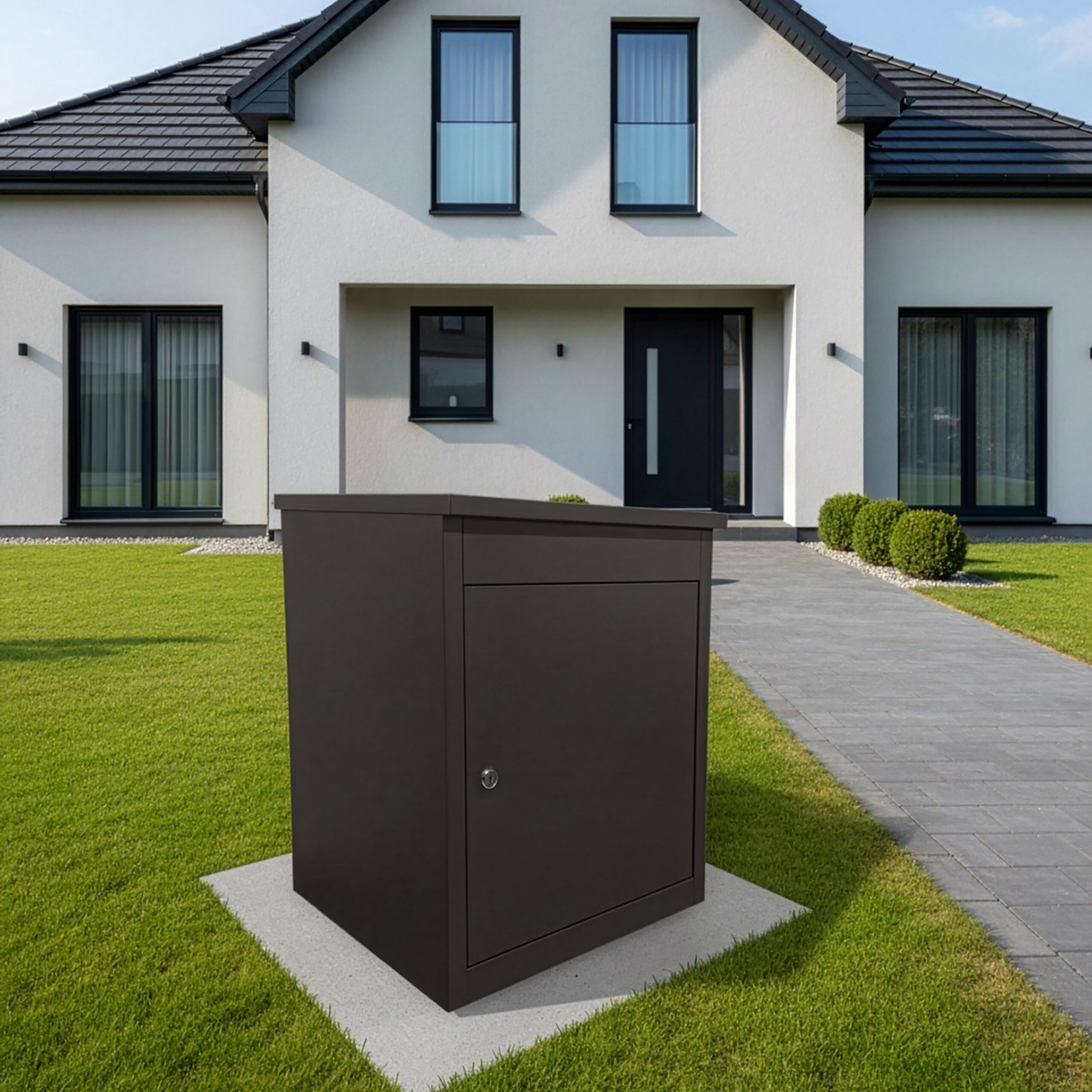 relaxdays Paketbriefkasten Paketbox für Boden- & Wandmontage, schwarz