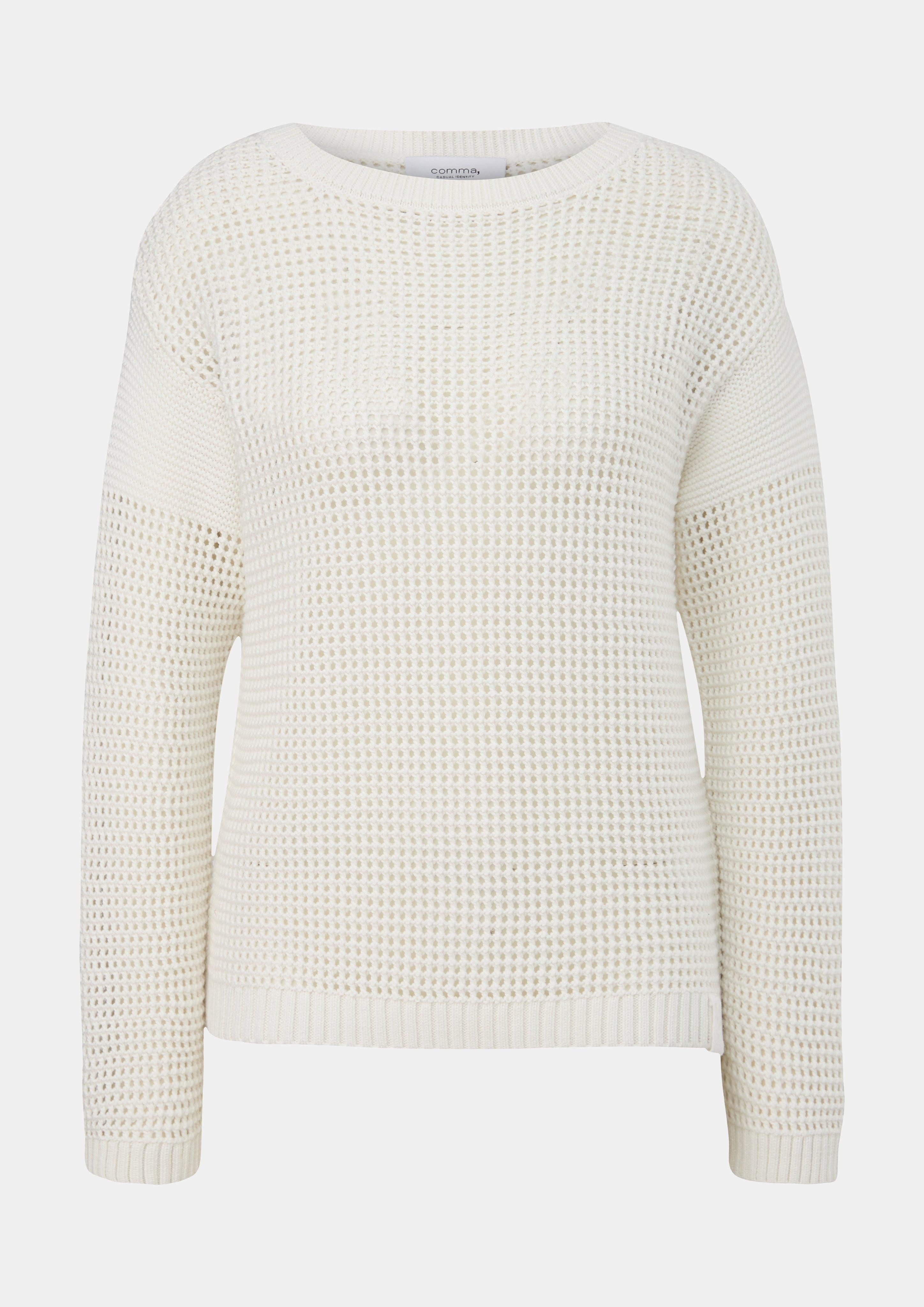 Langarmshirt Pullover aus Lochstrick