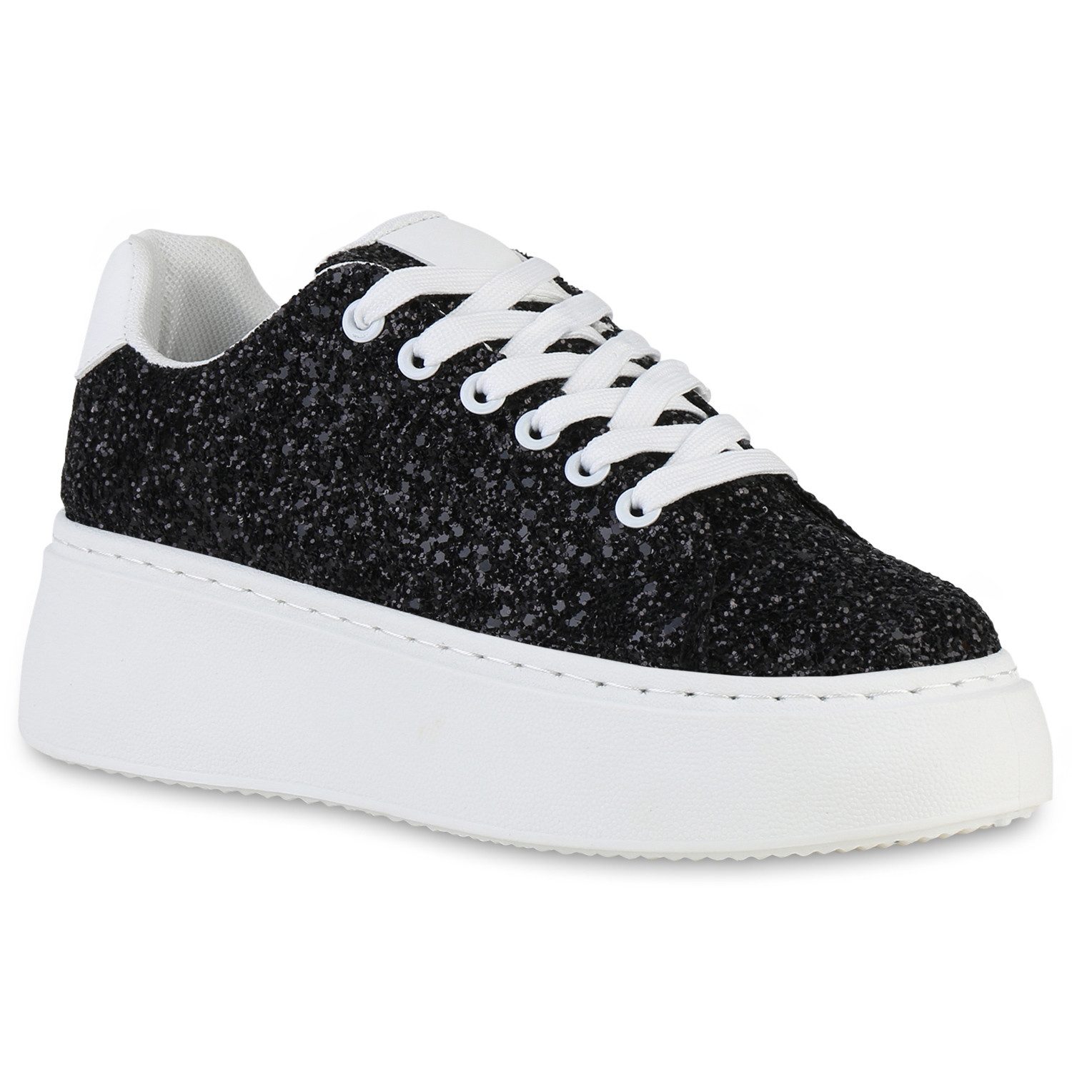 VAN HILL 840510 Plateausneaker Damen Plateau Sneaker Keilabsatz Schnürer Gl günstig online kaufen