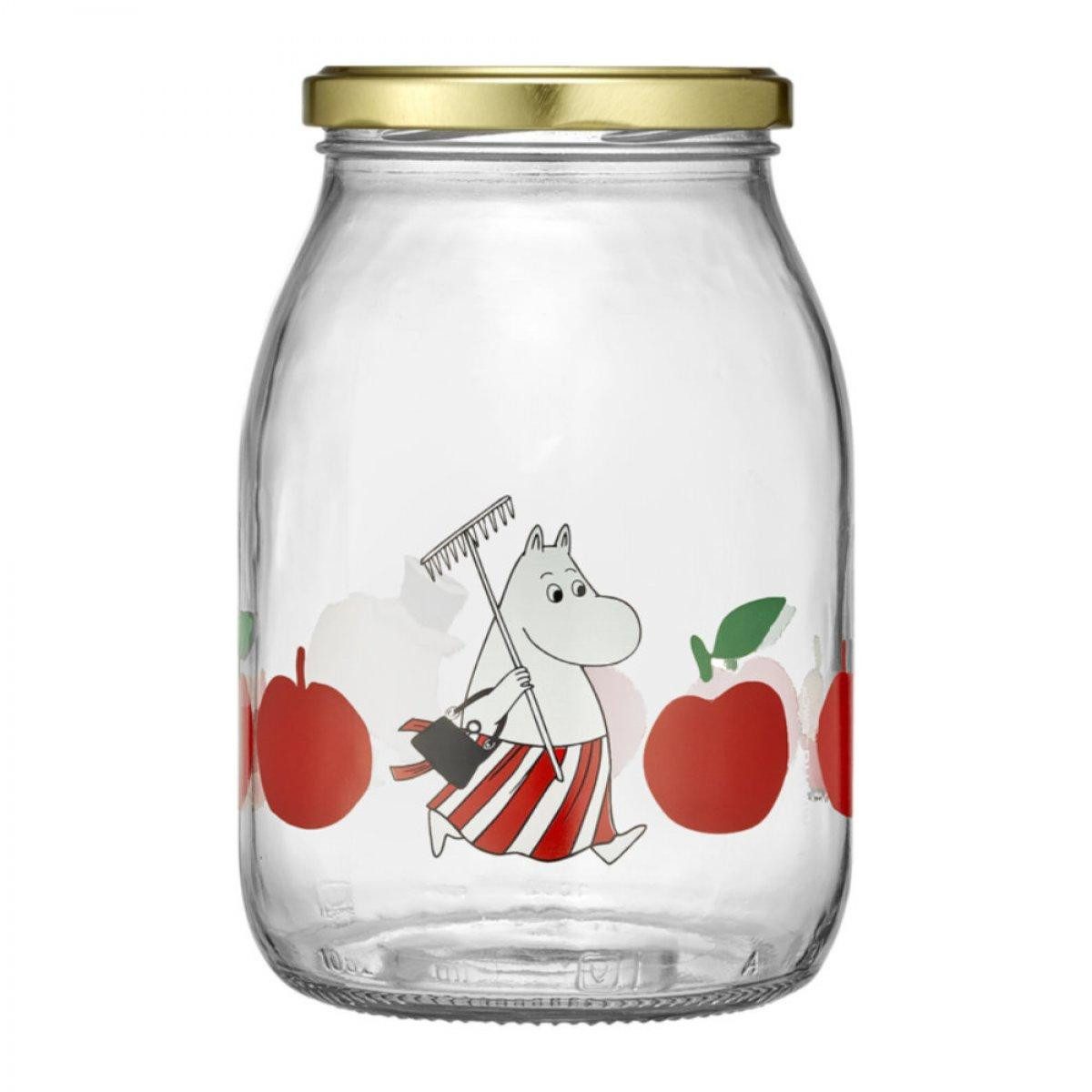 Muurla Vorratsdose Glas mit Schraubverschluss Moomin Apples (1L)