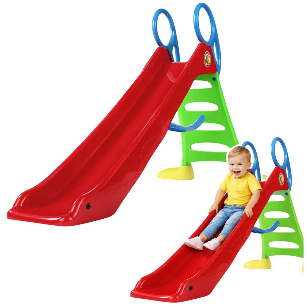 Generic Rutsche Gartenrutsche Kinderrutsche Spielrutsche, (Spar-Set, 1-tlg., 220 x 50 x 140 cm stabil), 200 cm Rutschbahn, rutschfeste Stufen, Haltegriffe