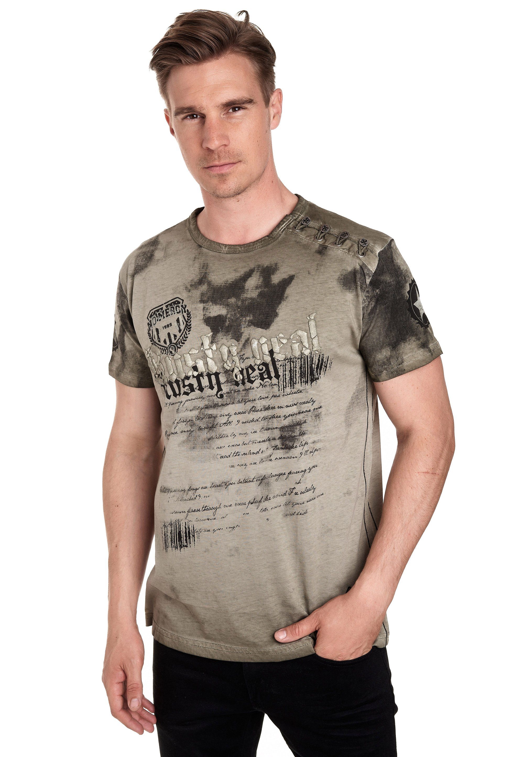 Rusty Neal tollem Batik-Design khaki in T-Shirt