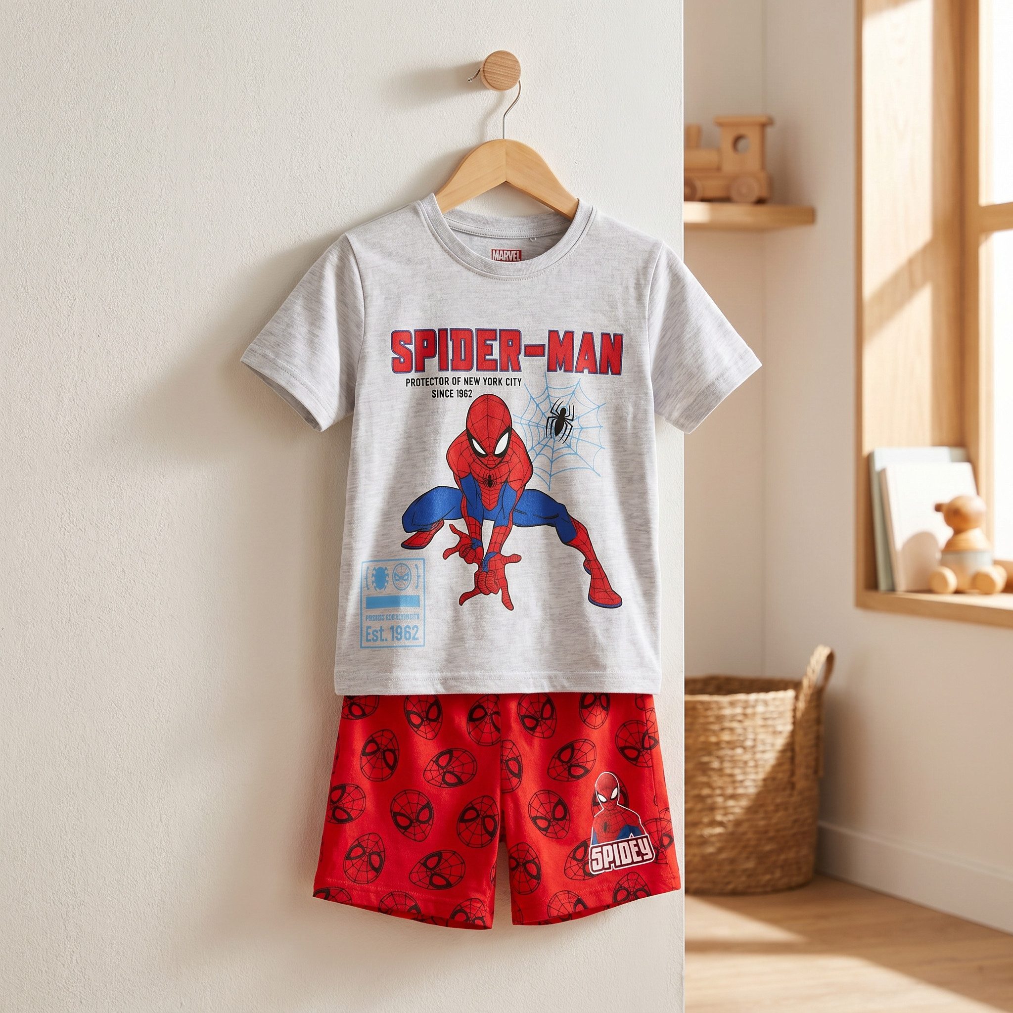 MARVEL Schlafanzug Marvel Spiderman Kinder kurz Pyjama Schlafanzug Shorts Shirt (Packung) Gr. 98 bis 128, Baumwolle – Bild 4 von 5