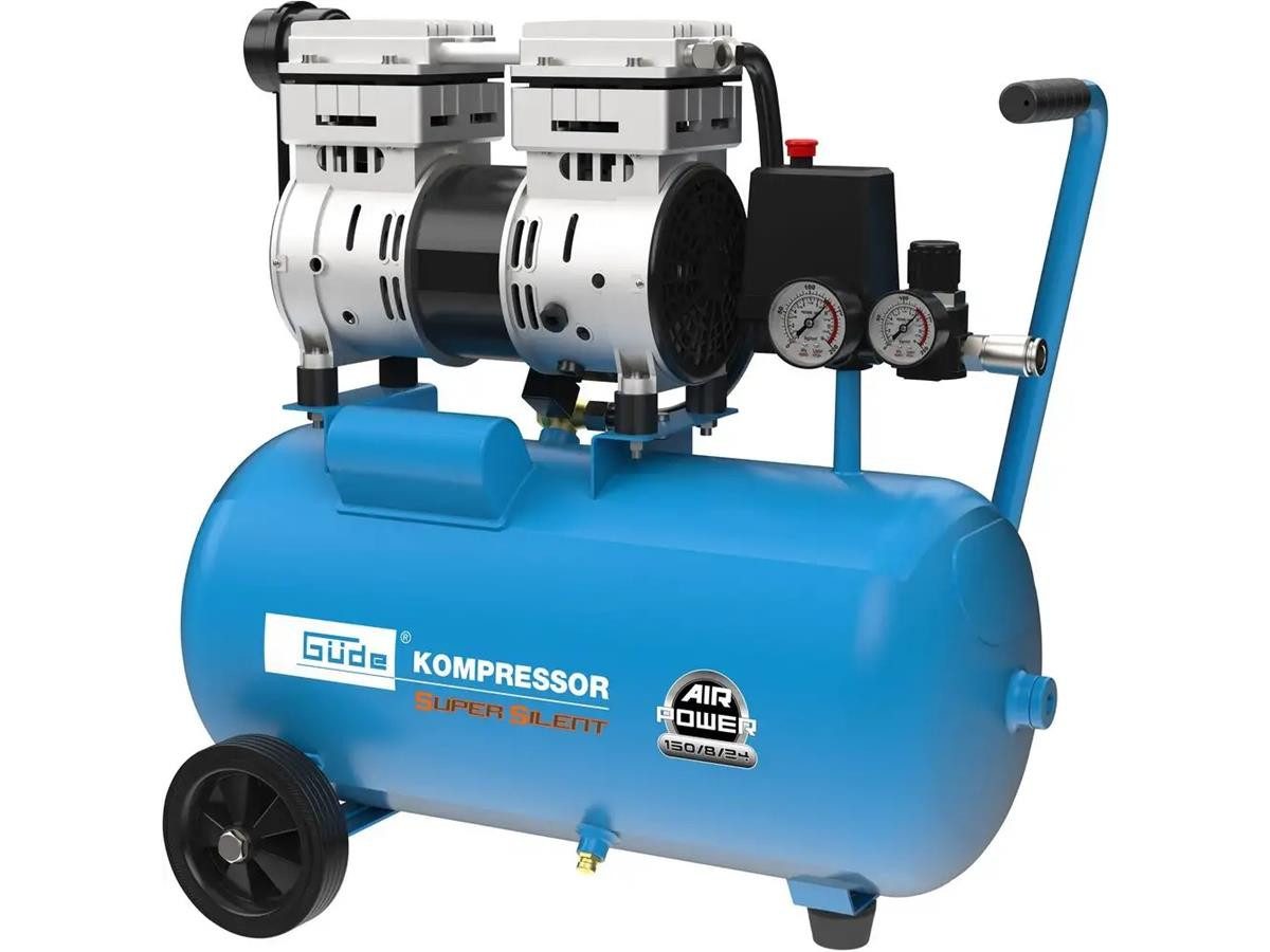 Güde Kompressor Airpower 150/8/24 SILENT, 750 W, max. 8 bar, 24 l, 8 bar max. Betriebsdruck, 2-Zylinder-Doppelkolbenaggregat