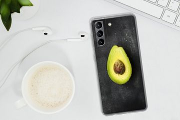 MuchoWow Handyhülle Einsame Avocado auf einem schwarzen Tisch, Phone Case, Handyhülle Samsung Galaxy S21 Plus, Silikon, Schutzhülle