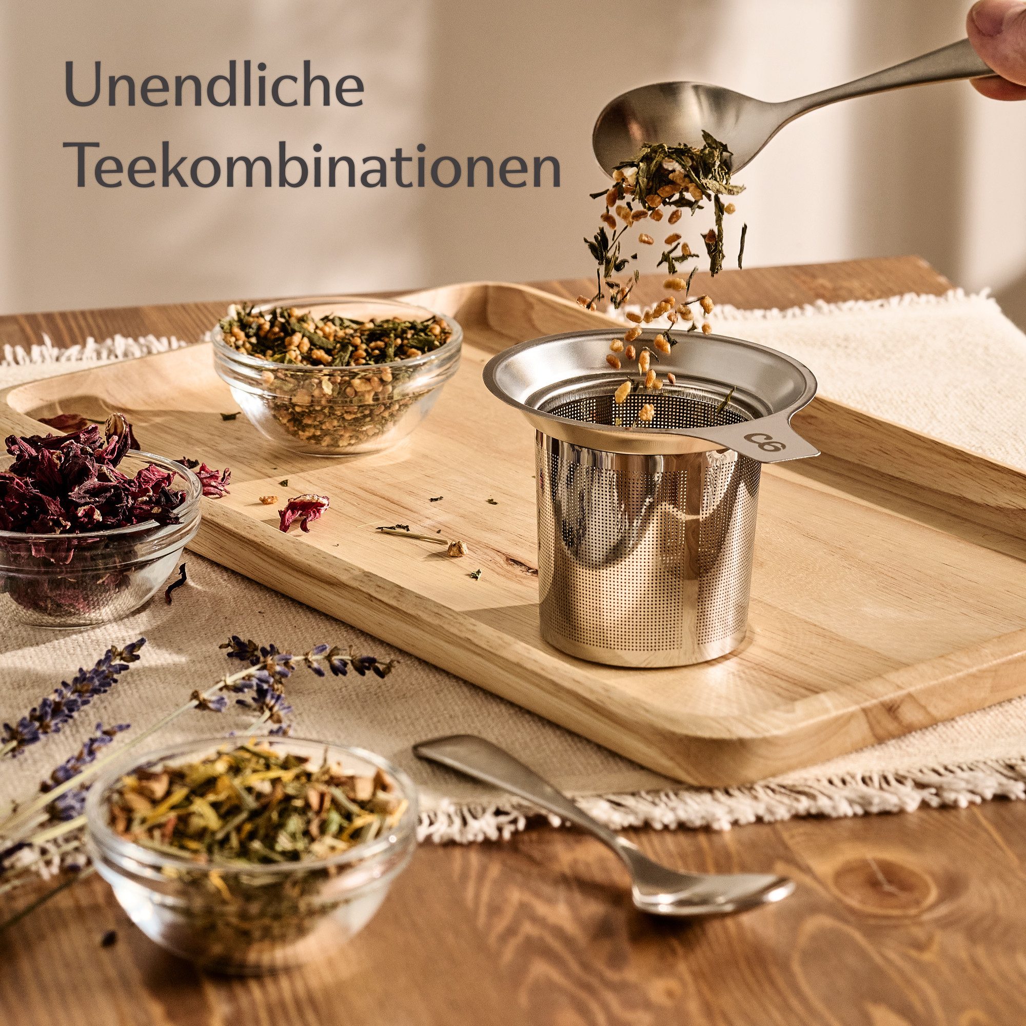 Cosumy Teeglas Teetasse mit Sieb und Deckel - Keramik Dunkelblau - Hält Lange warm, 1-tlg., Keramik, Hält Lange warm - 500 ml XXL Groß - Spülmaschinenfest – Bild 5 von 5